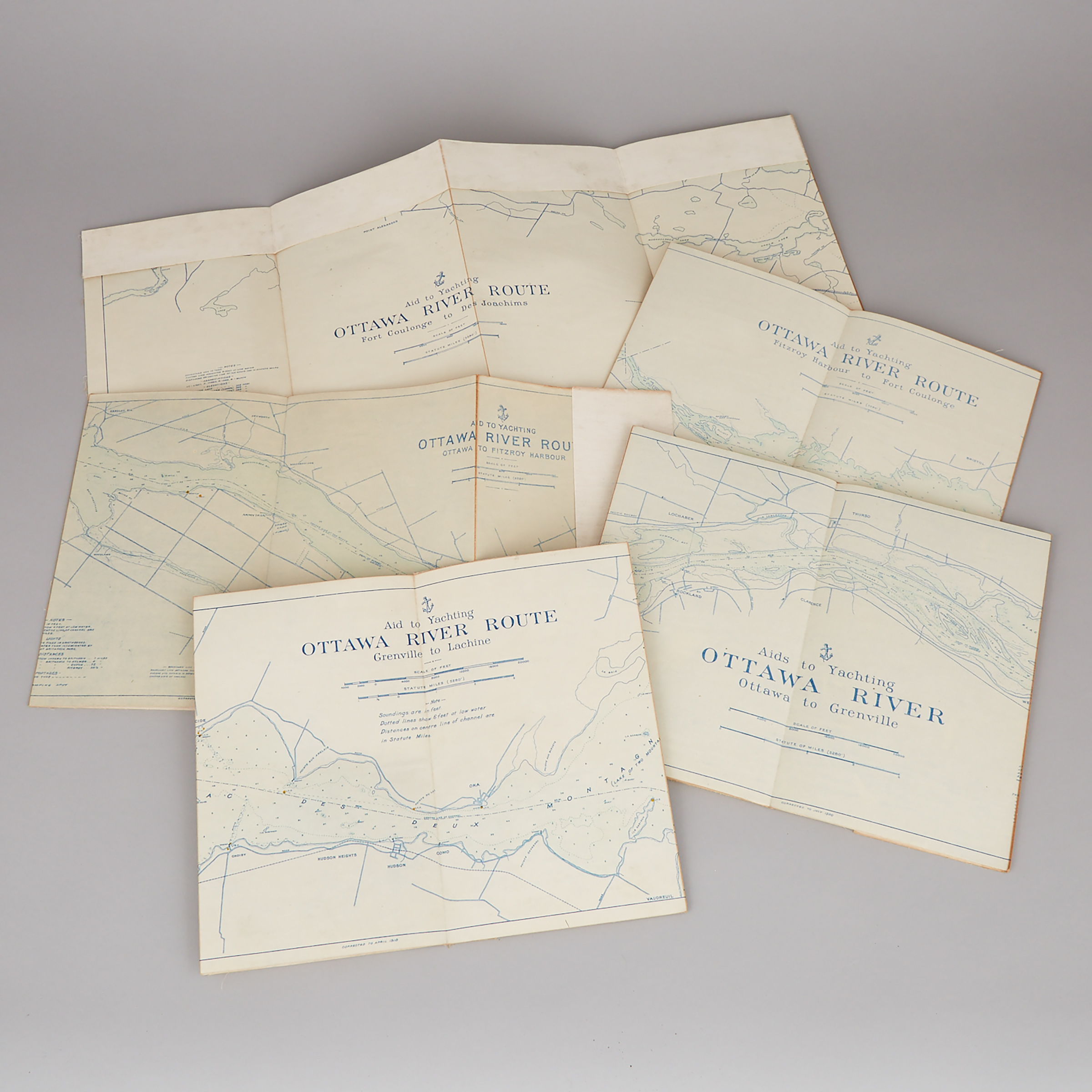 Set of Nautical Charts of the Ottawa and St. Lawrence Rivers, H. Melancon, 1917-19