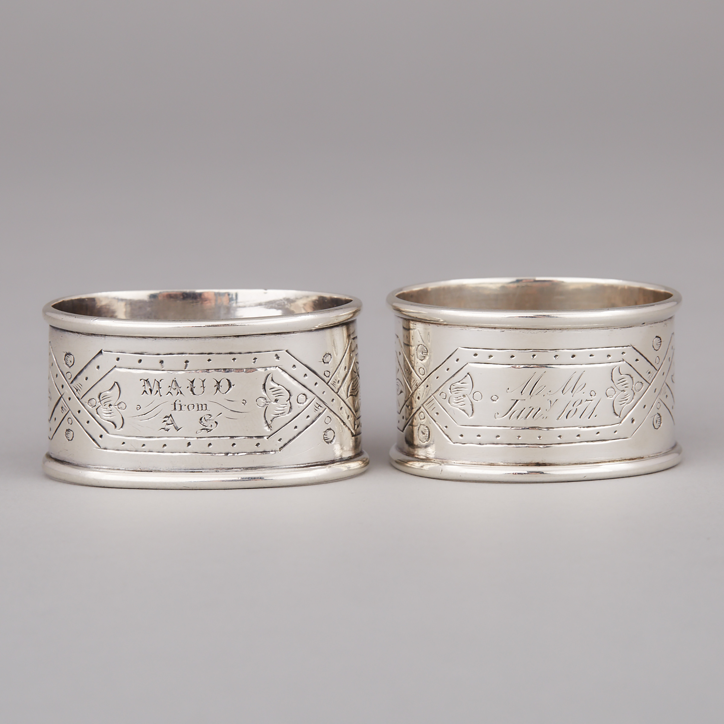 Pair of Canadian Silver Napkin Rings, J.G. Joseph & Co., Toronto, Ont., c.1871