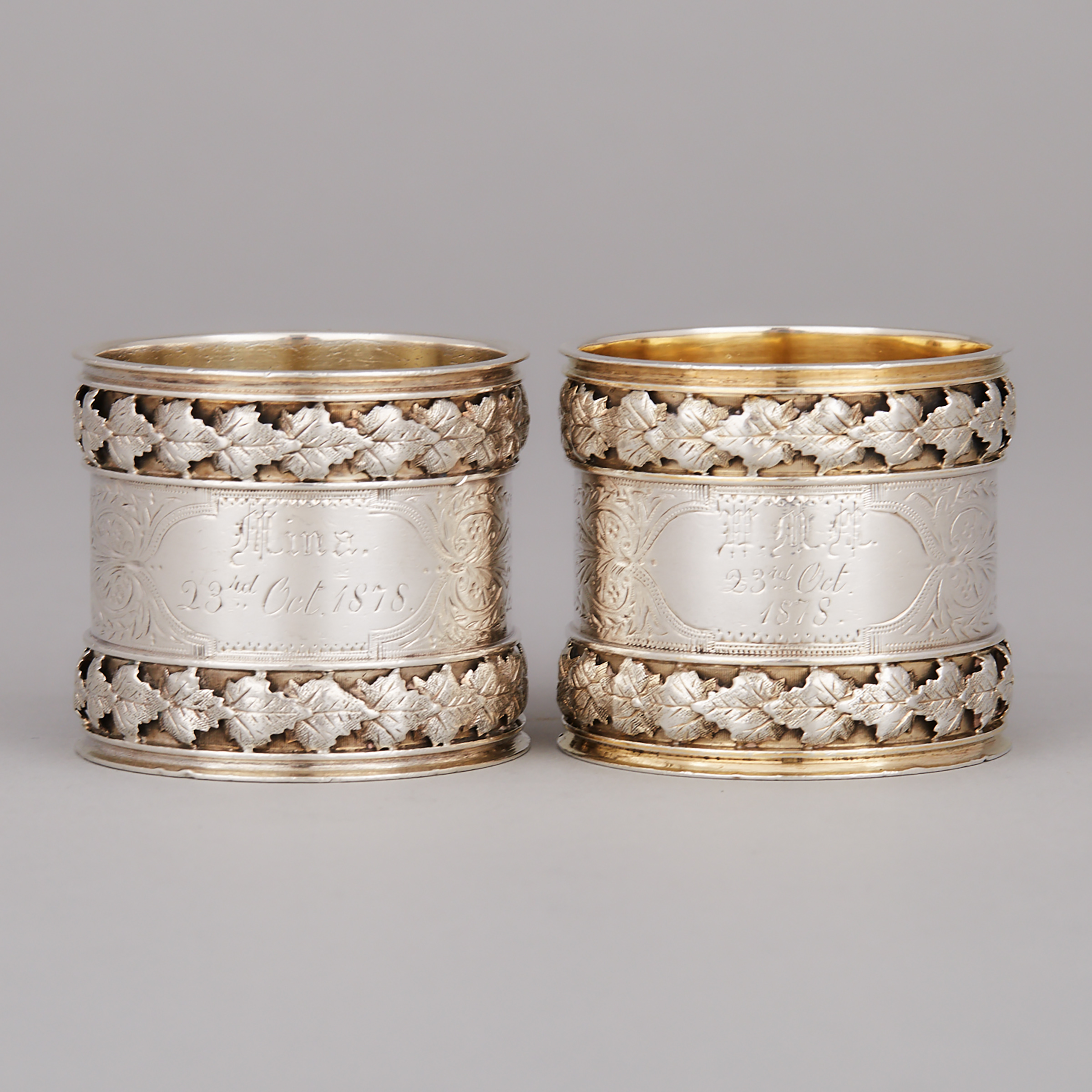 Pair of Canadian Silver Napkin Rings, Gustavus Seifert, Quebec City, Que., c.1878
