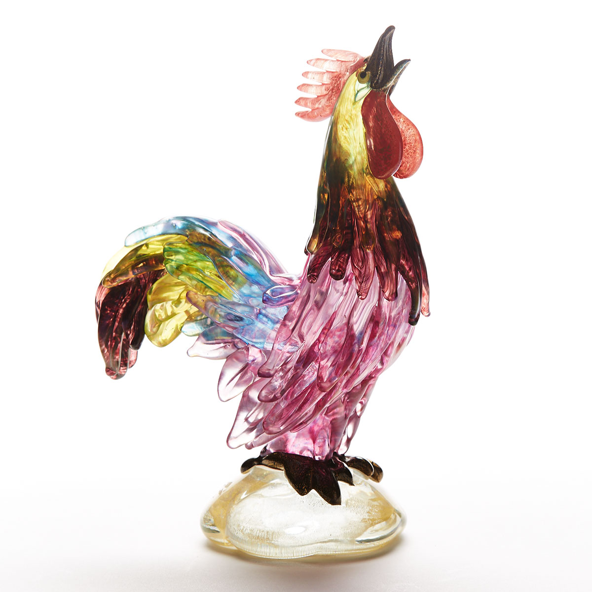 Murano Coloured Glass Rooster, probably AVEM, mid-20th century