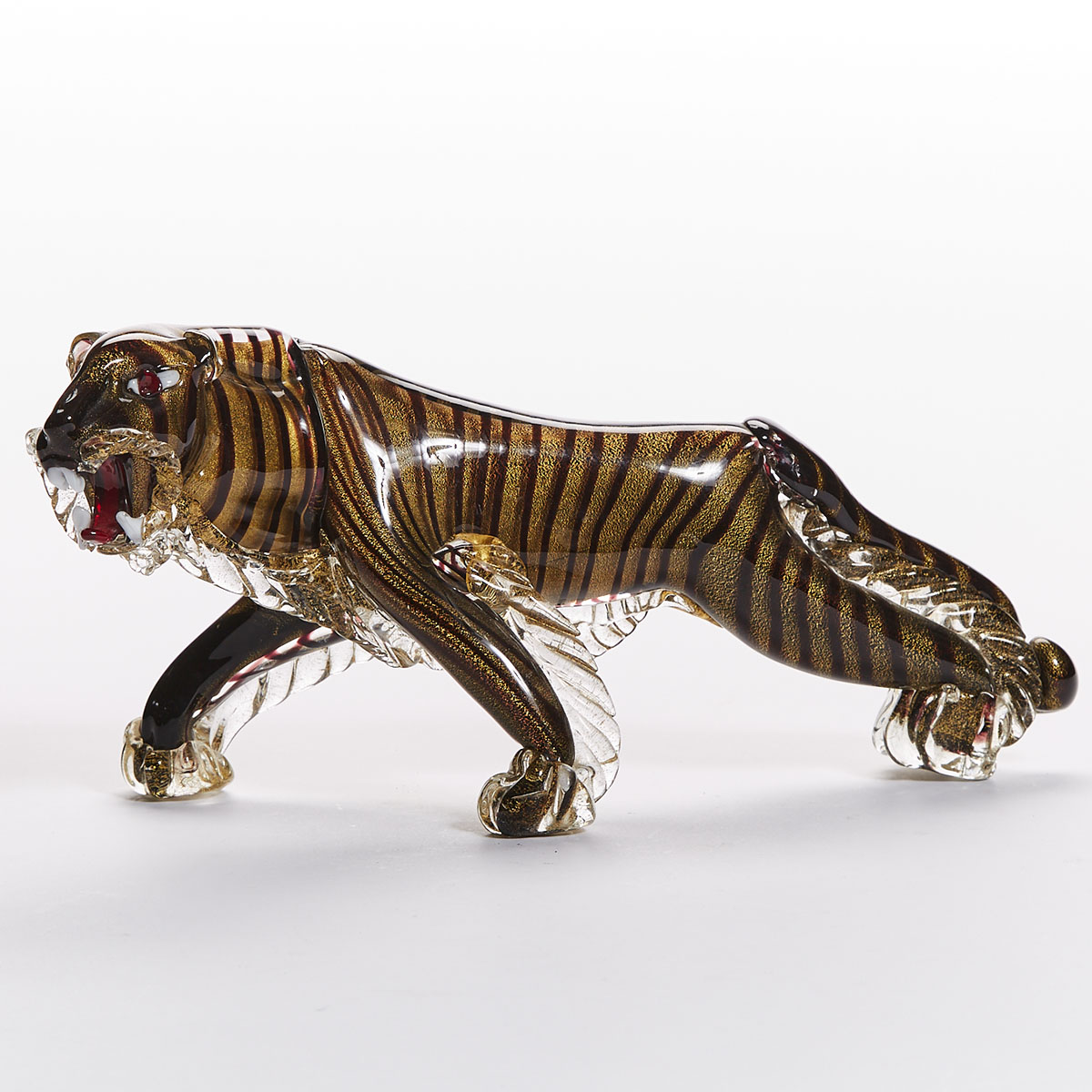 Murano Glass Tiger, probably Barovier, mid-20th century