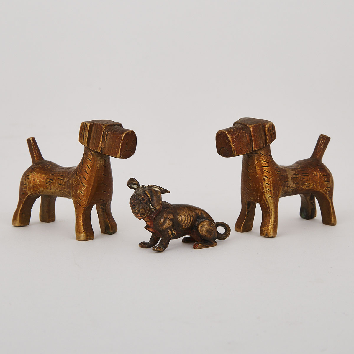 Three Austrian Bronze Miniature Models of Dogs, early 20th century