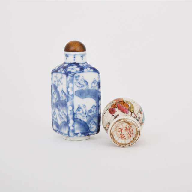 Two Porcelain Snuff Bottles, 19th/20th Century