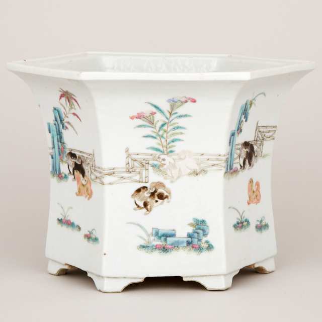 A Chinese Famille Rose Hexagonal Jardiniere, 19th Century