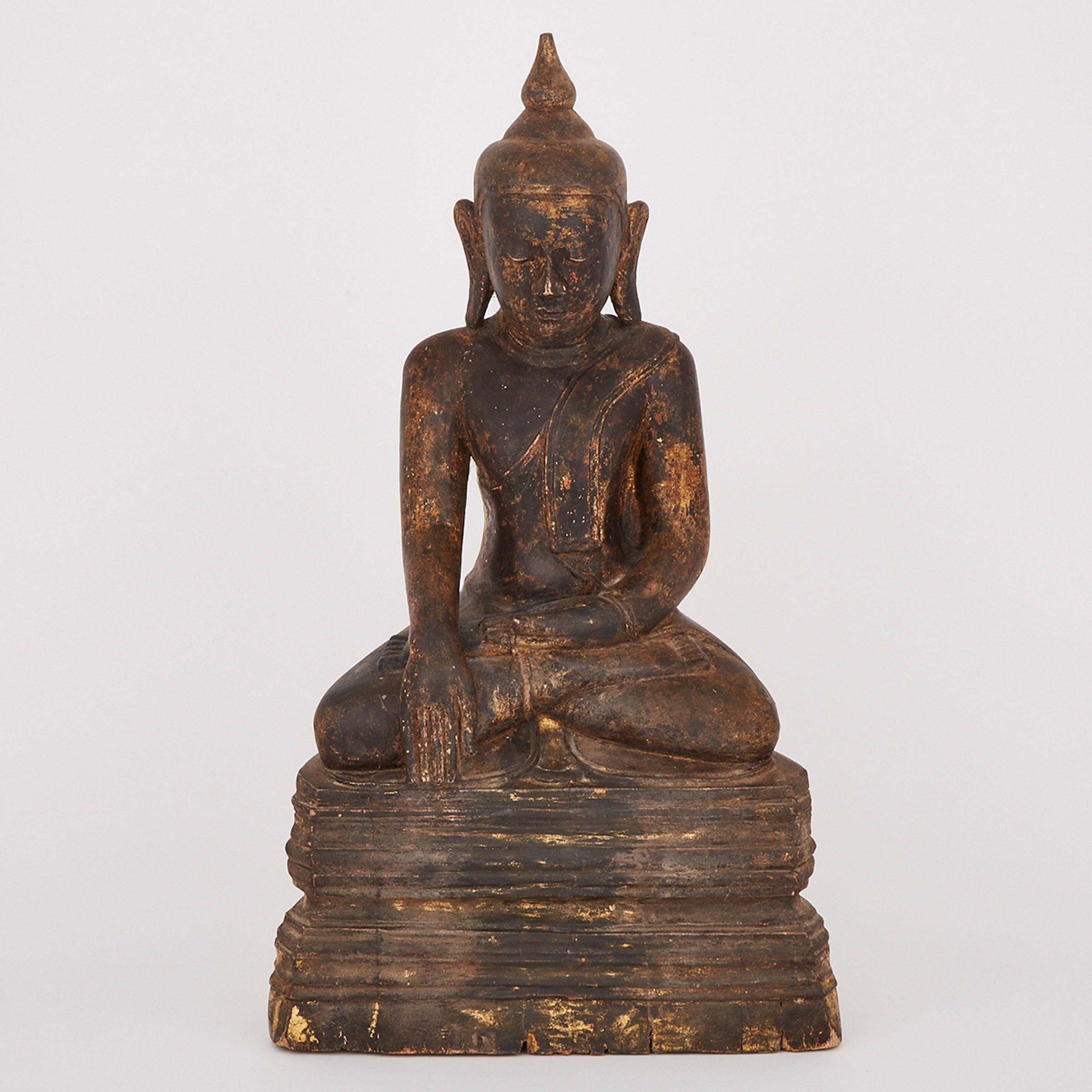 A Seated Wood Carved Buddha, Ava Period, Burma, 16th/17th century