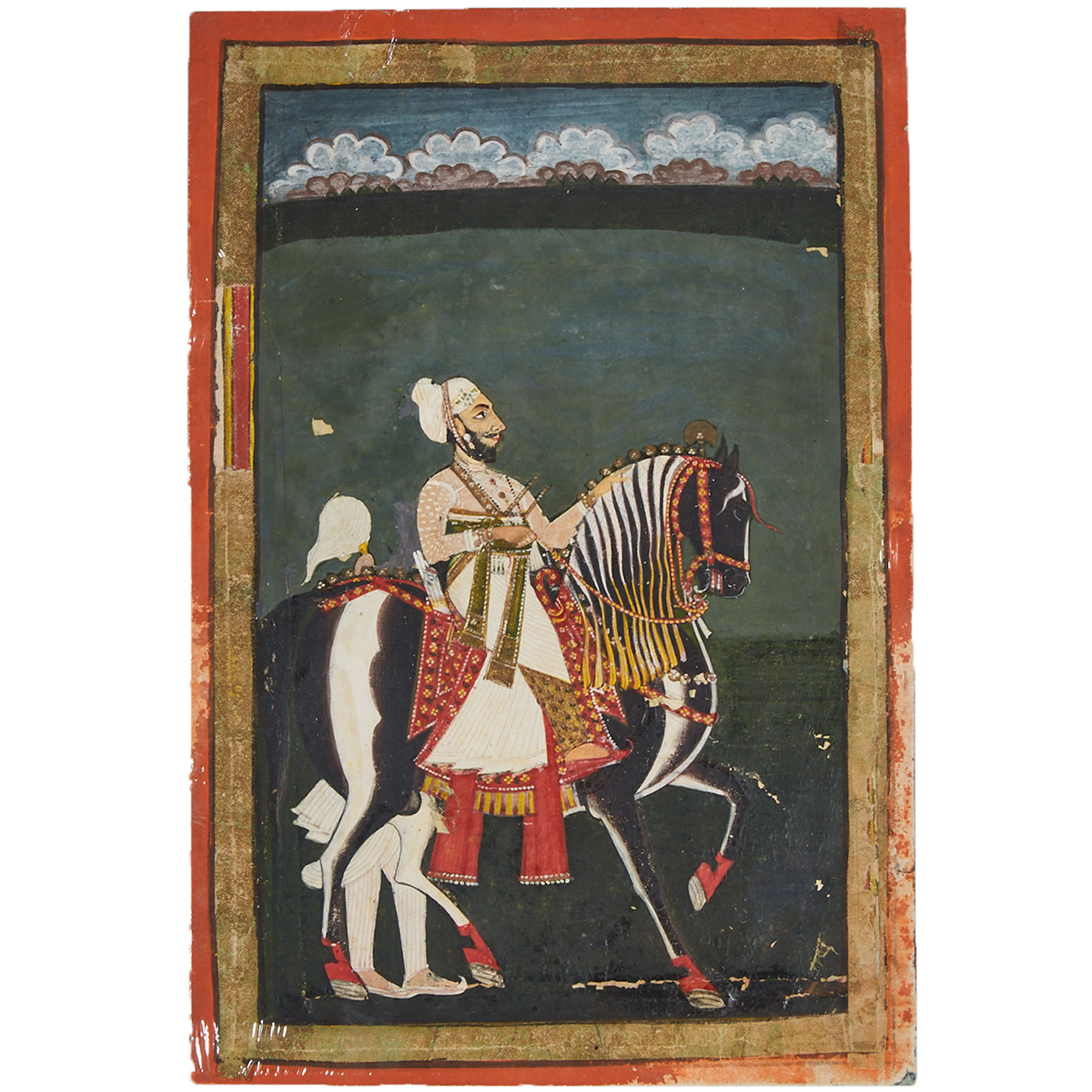 A Miniature Painting of a Prince on a Horse, Rajasthan School, 19th Century