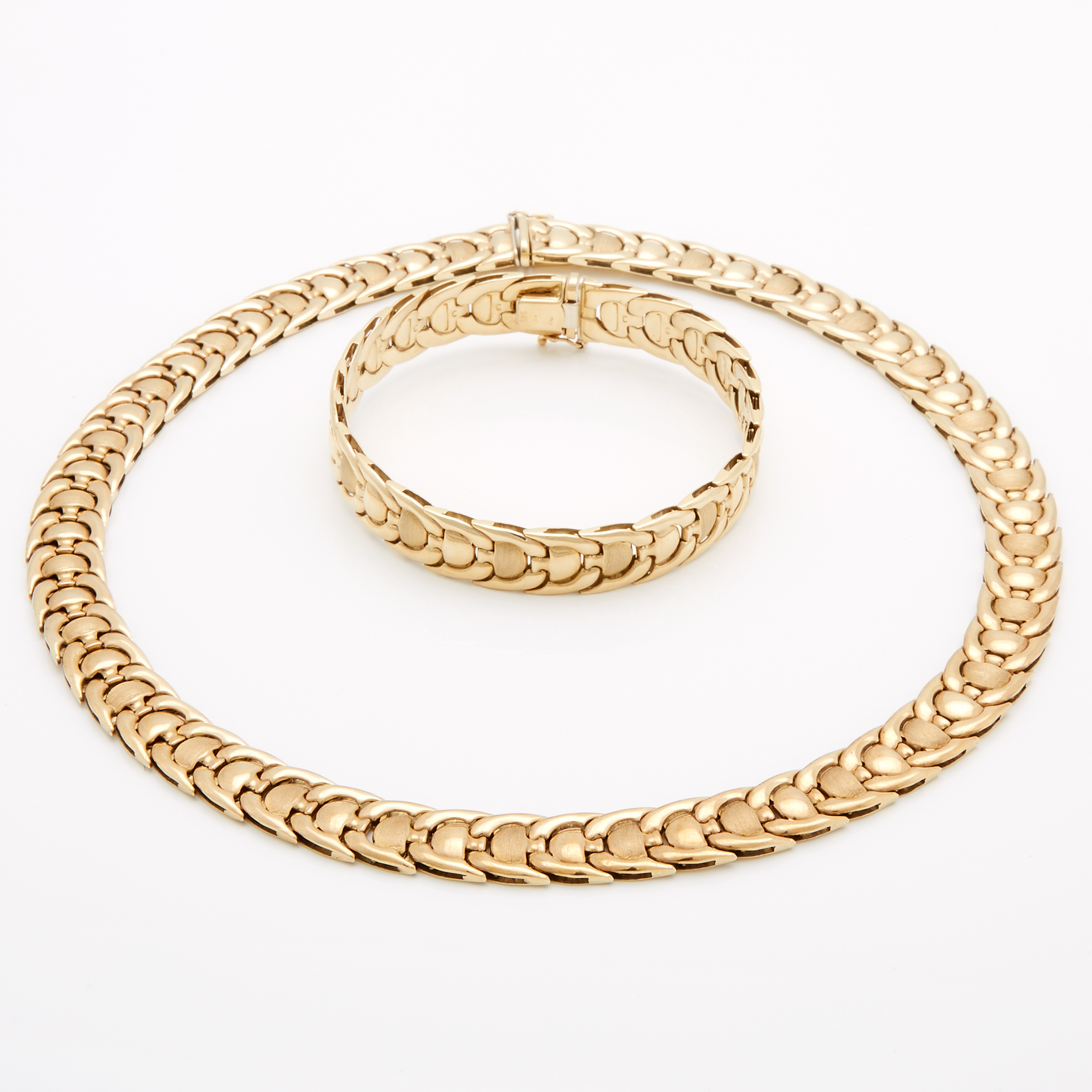 Italian 14k Yellow Gold Necklace And Bracelet
