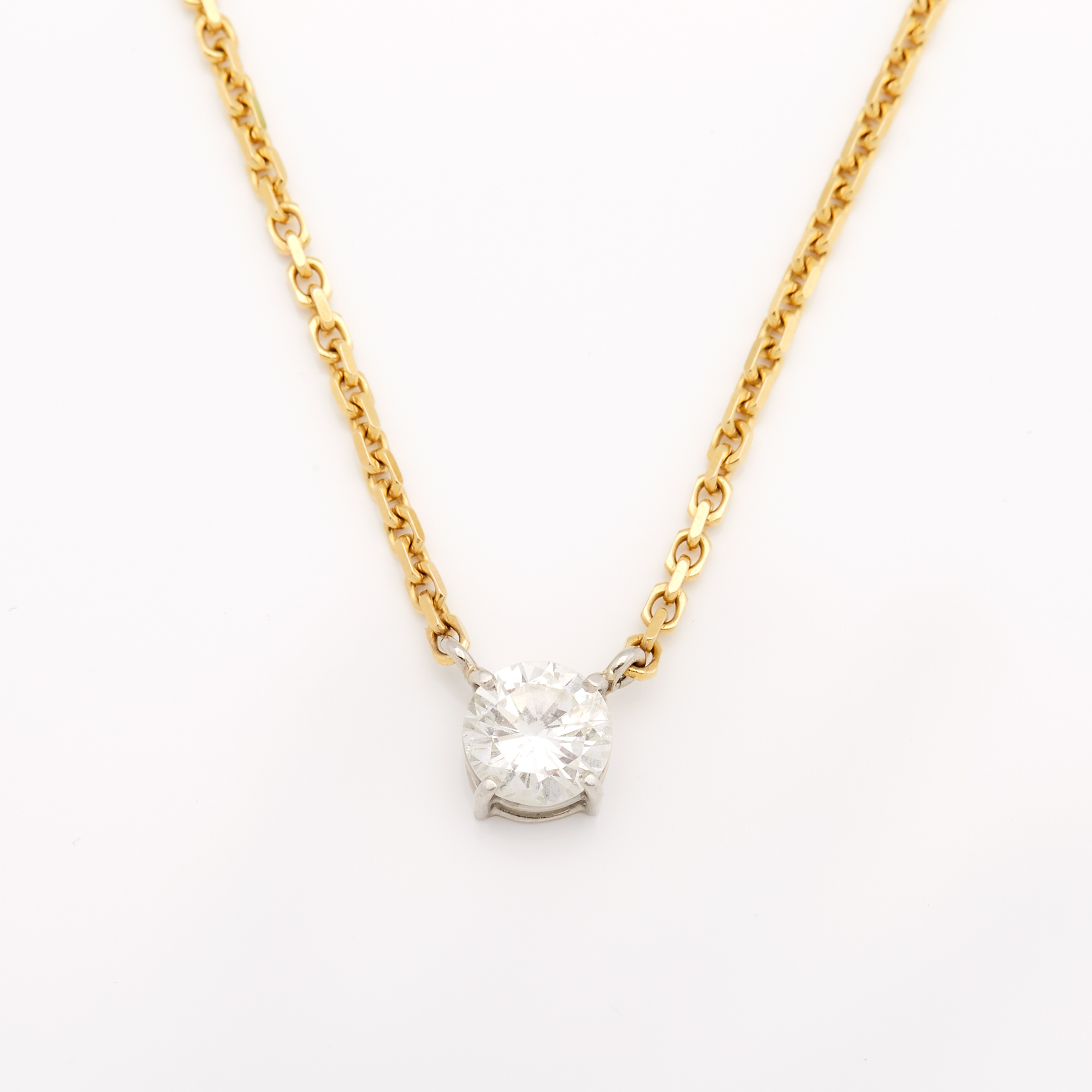 Italian 18k Yellow Gold And Platinum Pendant And Chain