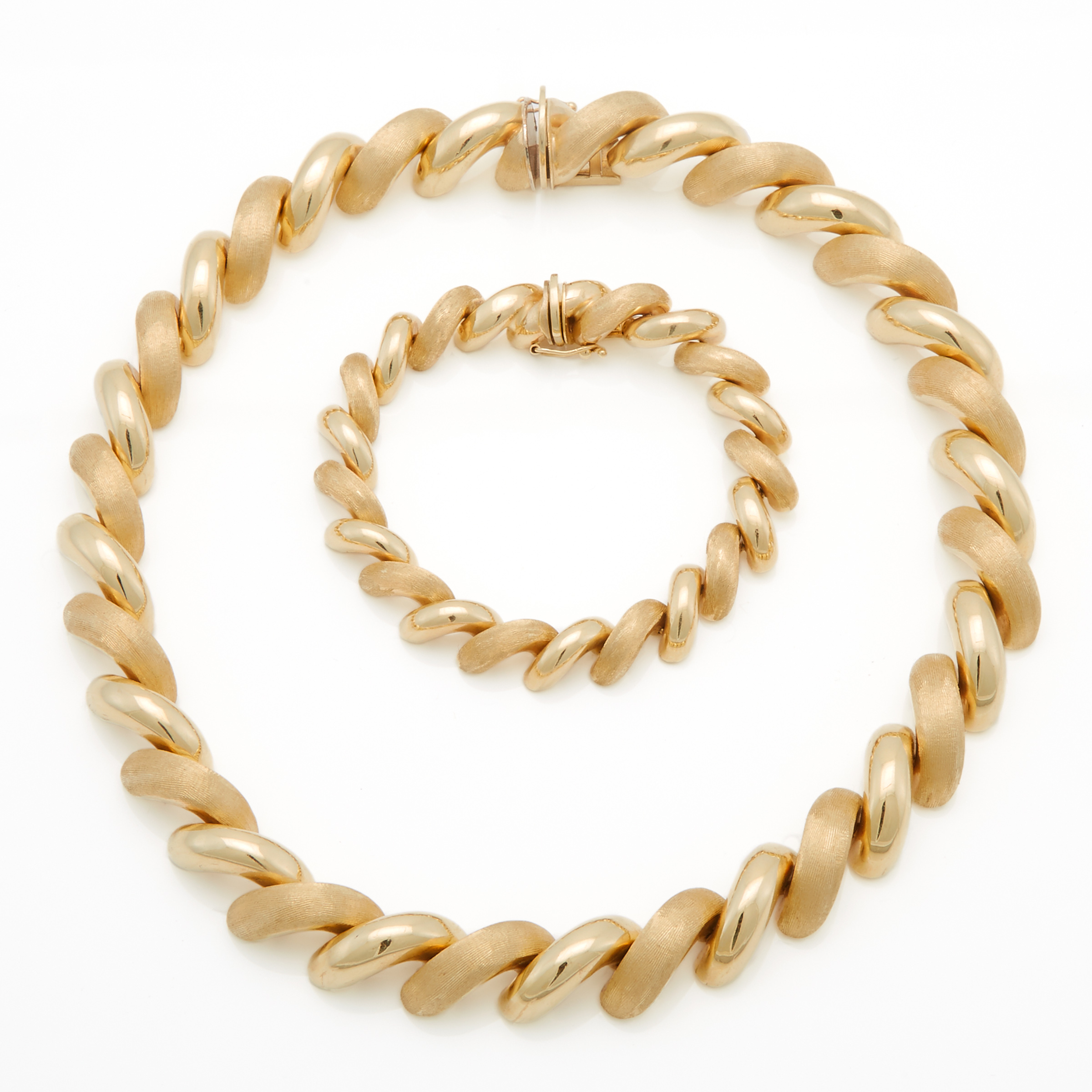 Italian 14k Yellow Gold Bracelet And Necklace