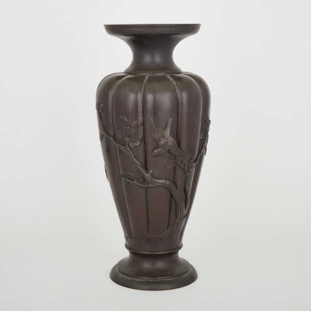 A Japanese Moulded Bronze Vase, 19th/20th Century