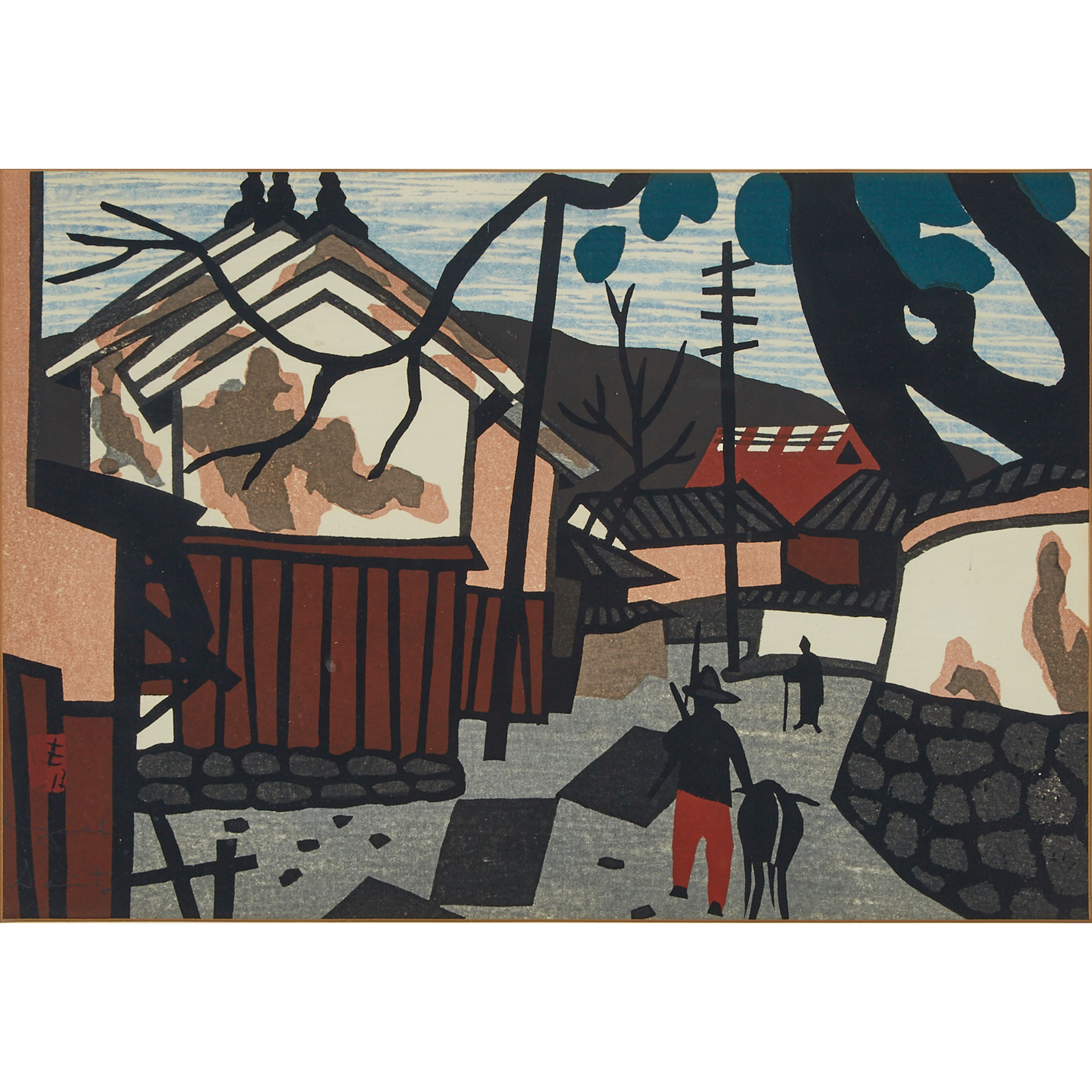 Kiyoshi Saito (1907-1997), Landscape with Man and Goat