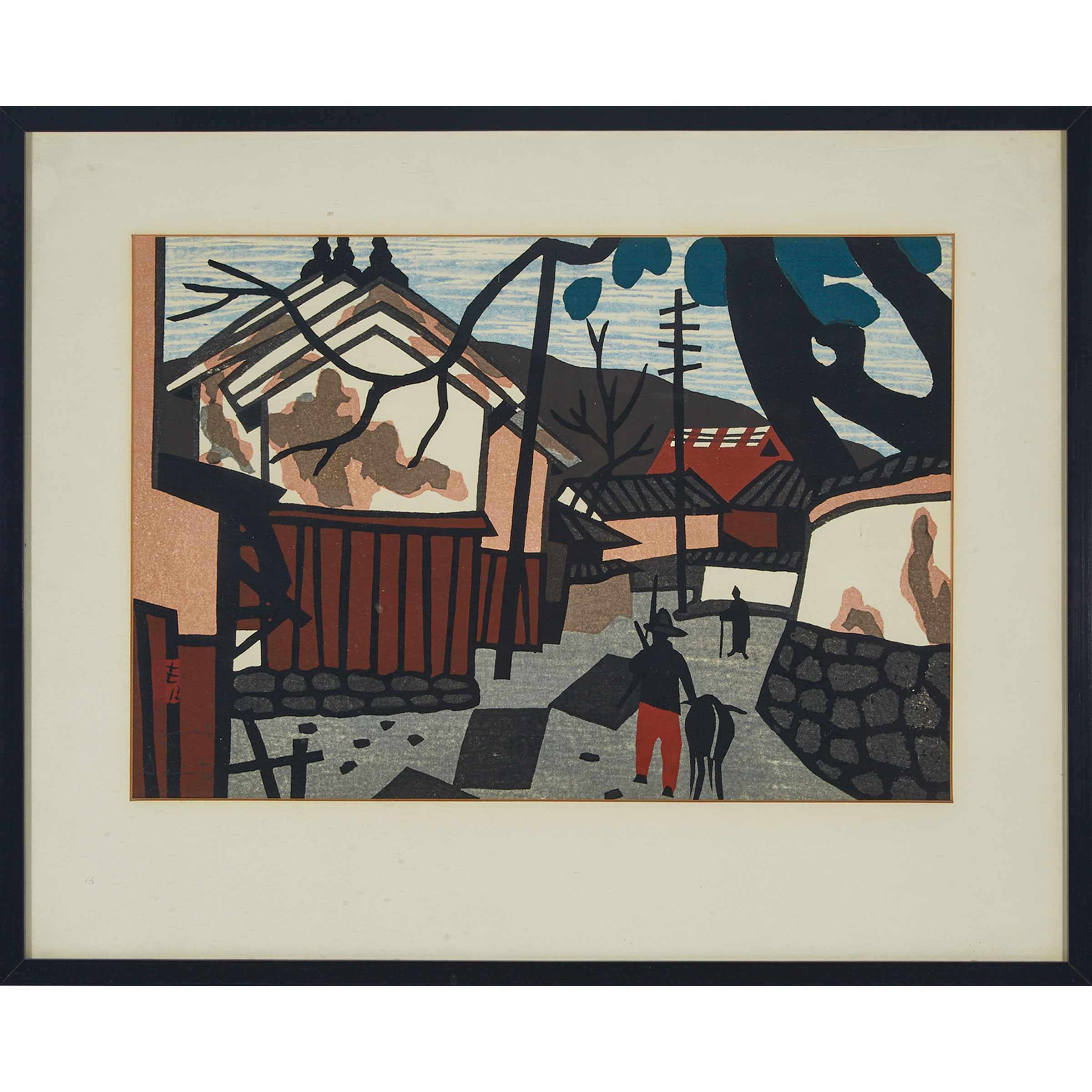 Kiyoshi Saito (1907-1997), Landscape with Man and Goat