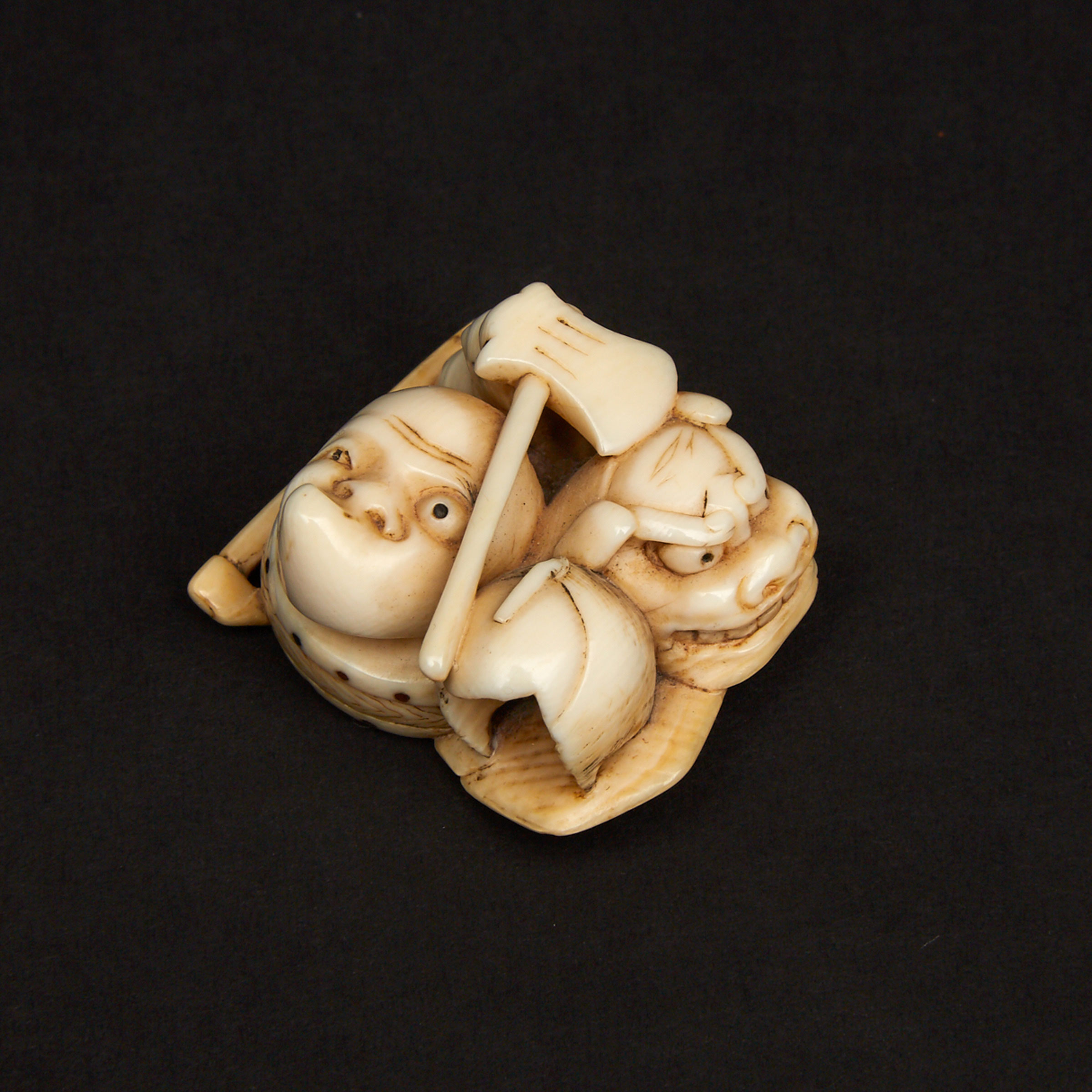 An Ivory Netsuke of Toys, Meiji Period