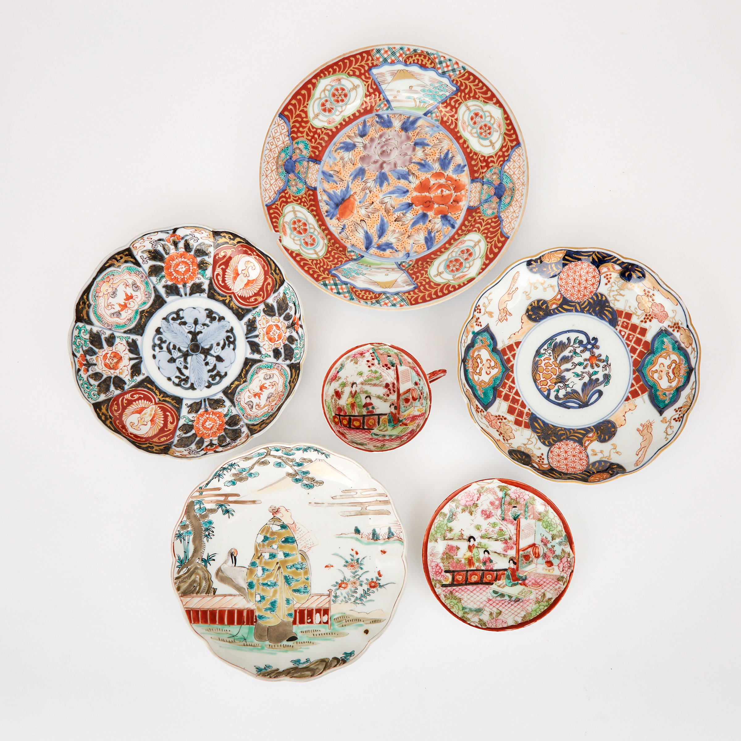 A Group of Six Japanese Porcelain Wares, 18th Century and Later