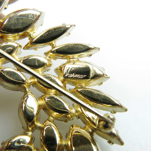 Sherman Gold-Tone Metal Brooch And Clip Back Earrings