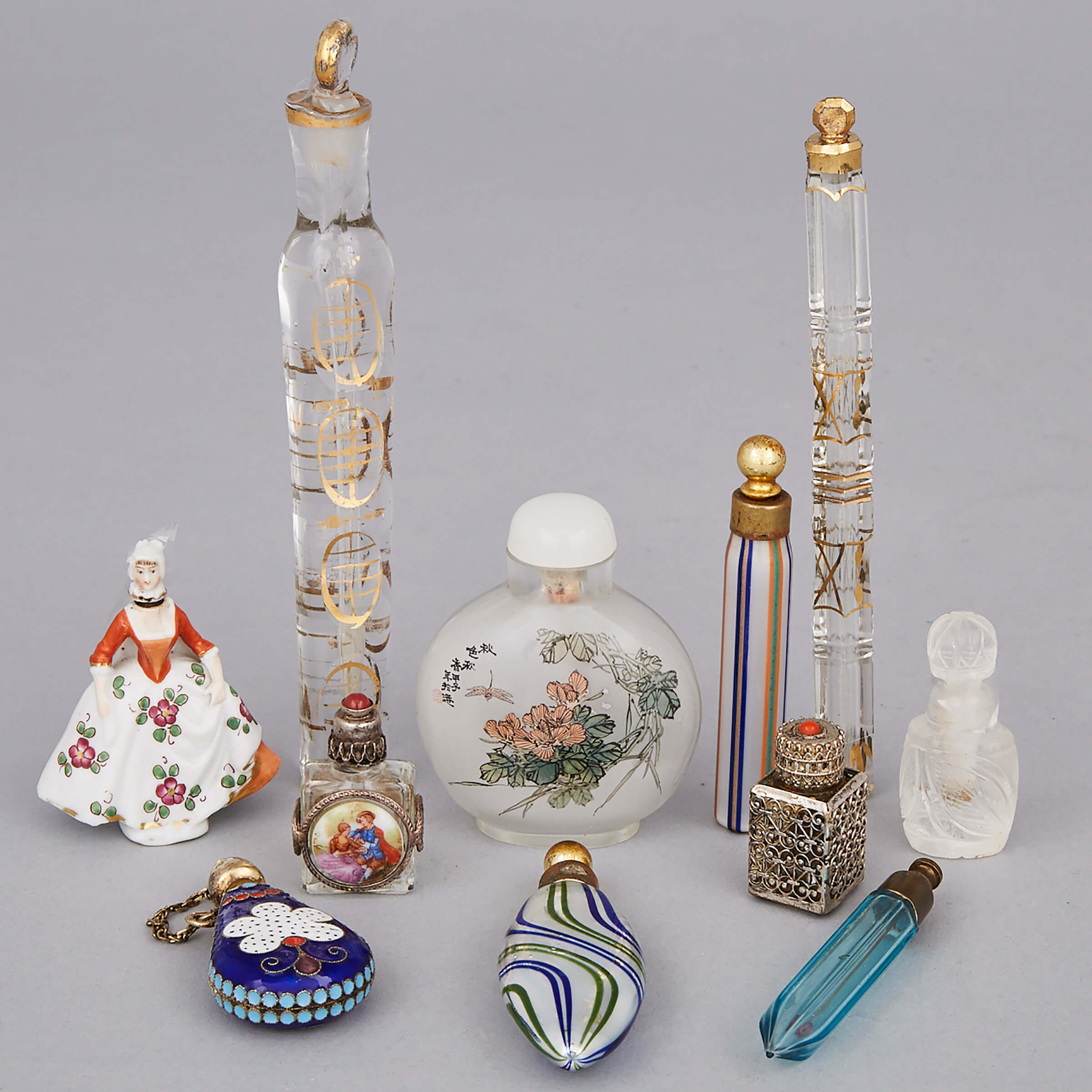 Eleven Various Perfume Bottles and Phials, late 19th century