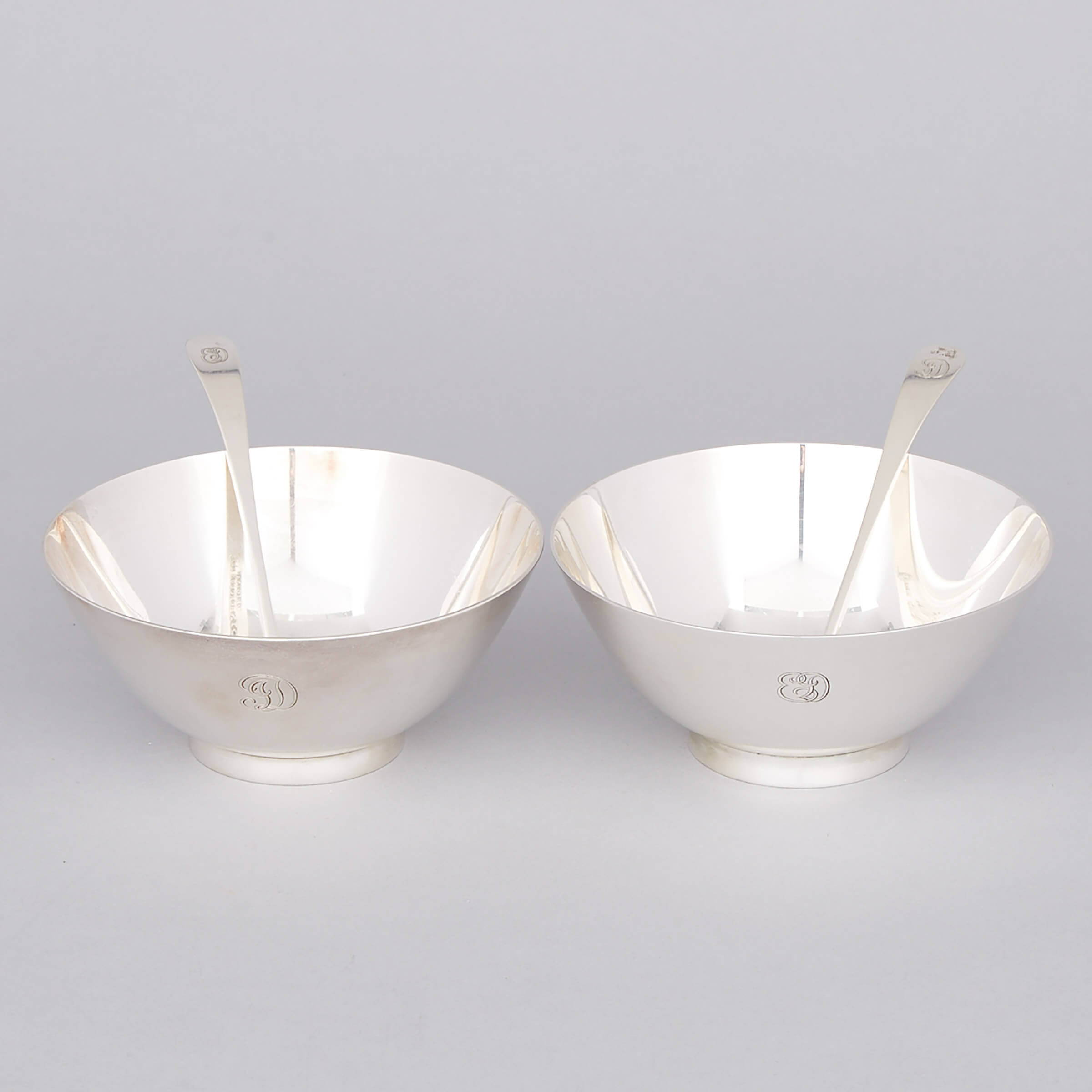 Pair of American Silver Bowls and Ladles, Tiffany & Co., New York, N.Y., 20th century
