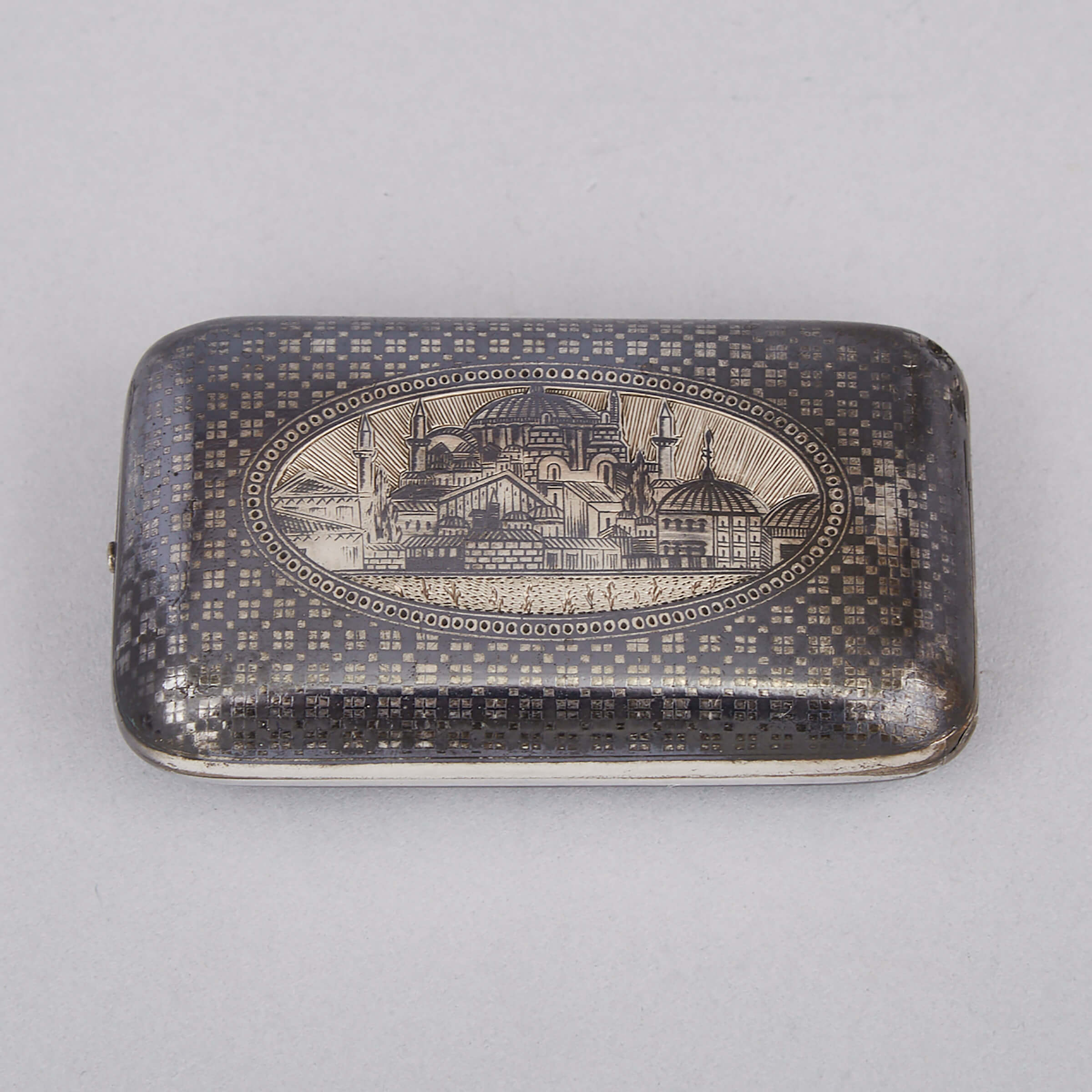 Middle Eastern Nielloed Silver Cigarette Case, c.1900