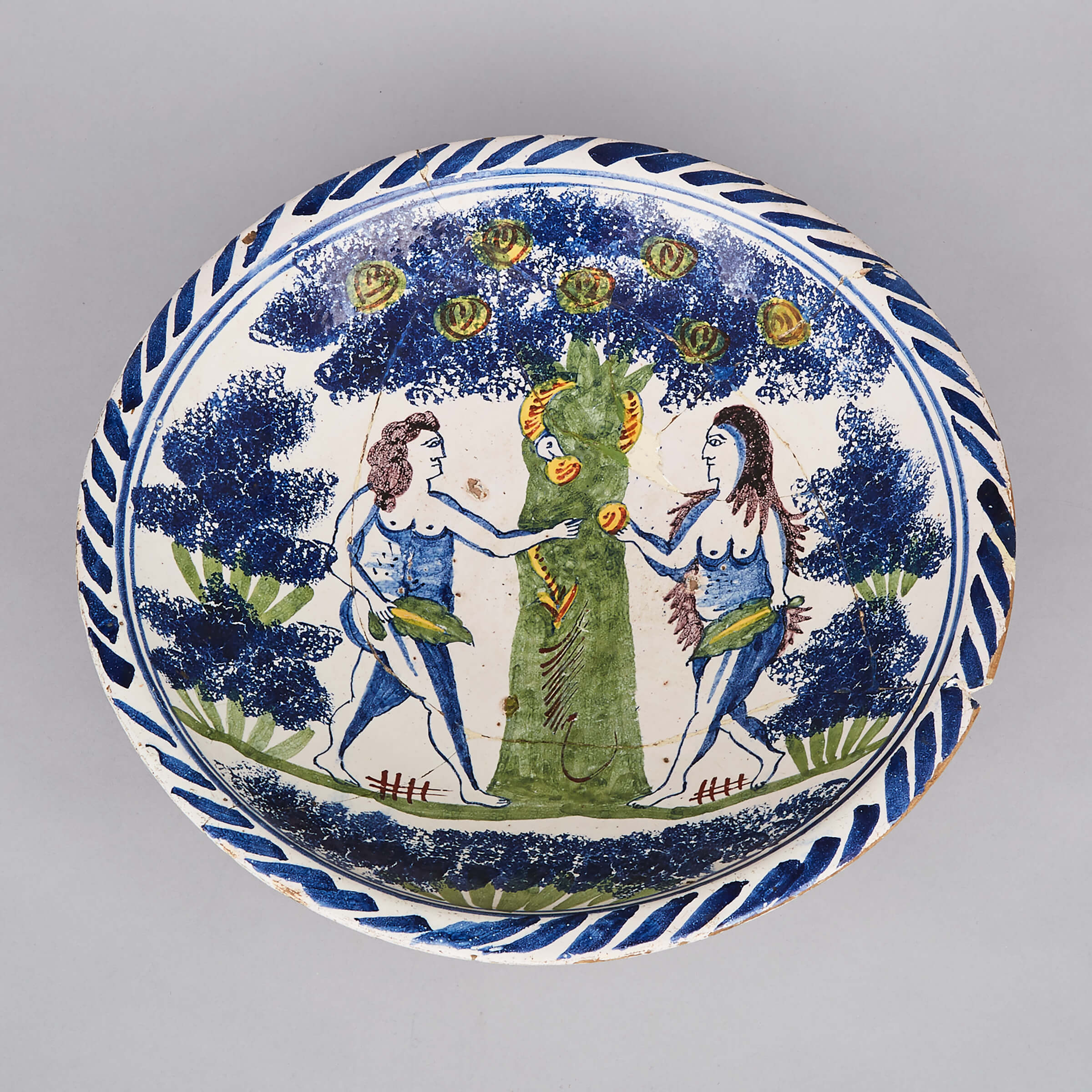 Brislington Delft ‘Adam & Eve’ Bowl, late 17th century