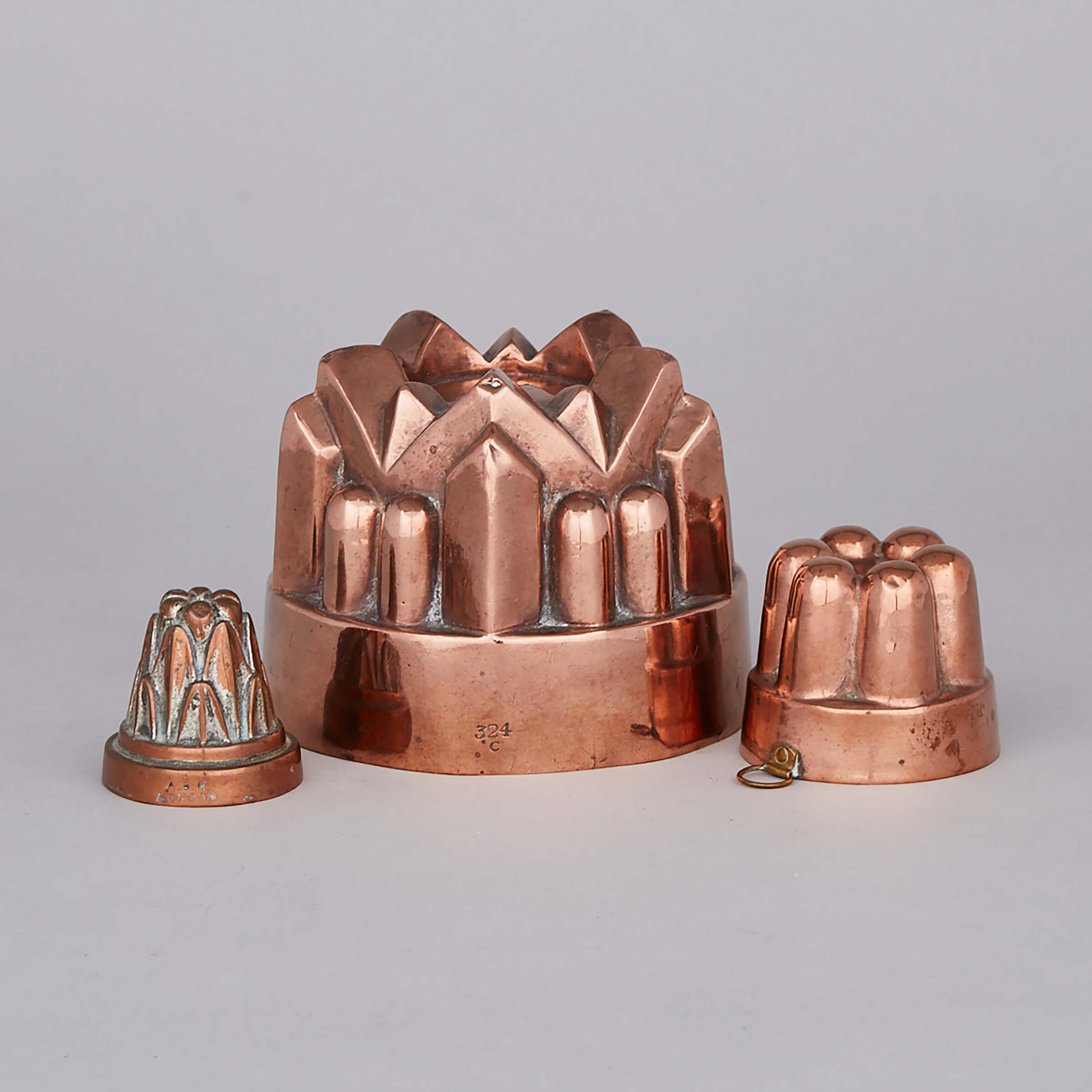 Three English copper Jelly Moulds, 19th century