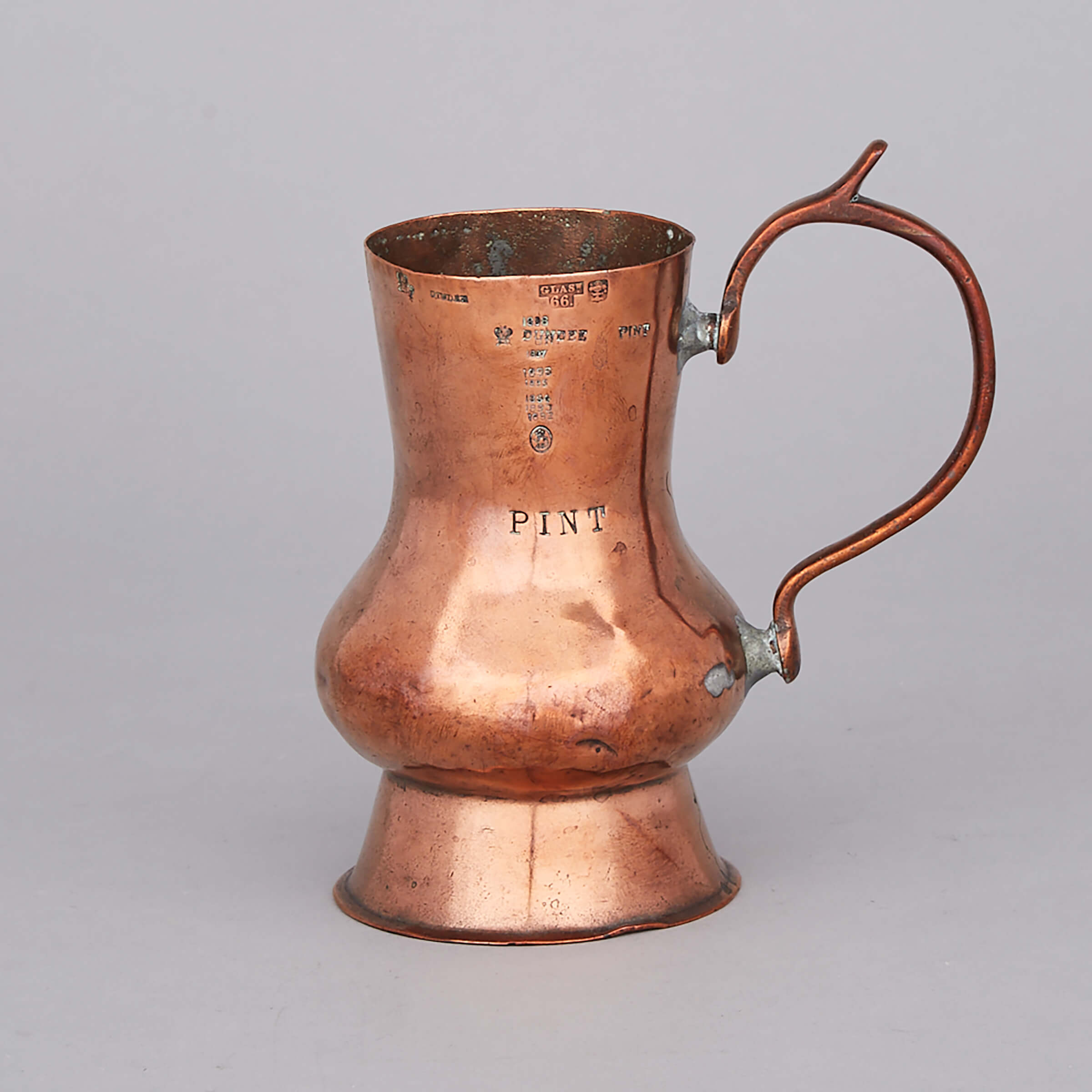 Scottish Copper Thistle Pint Measure, mid 19th century