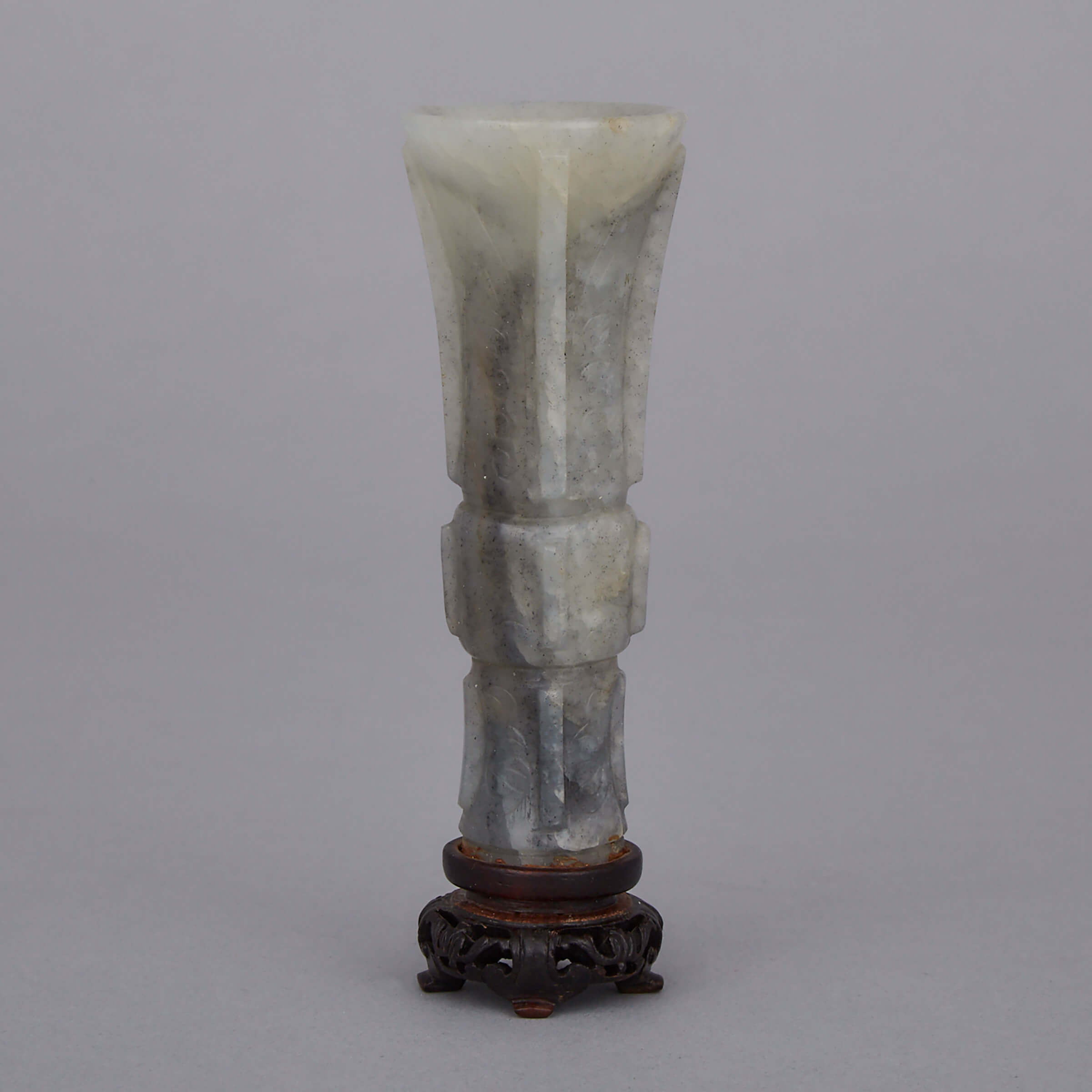 A Miniature Hardstone ‘Gu’ Vase