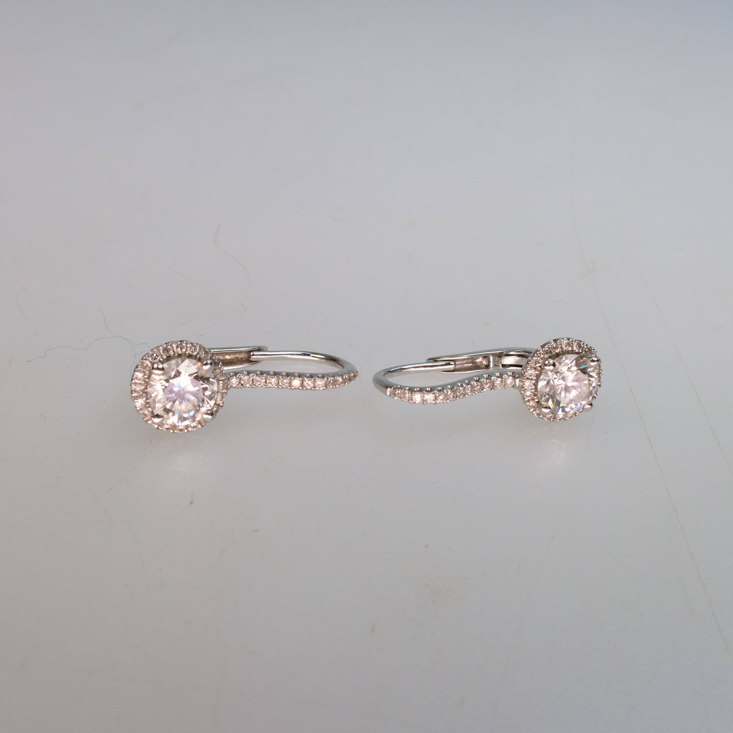 Pair Of 14k White Gold Hook-Back Earrings