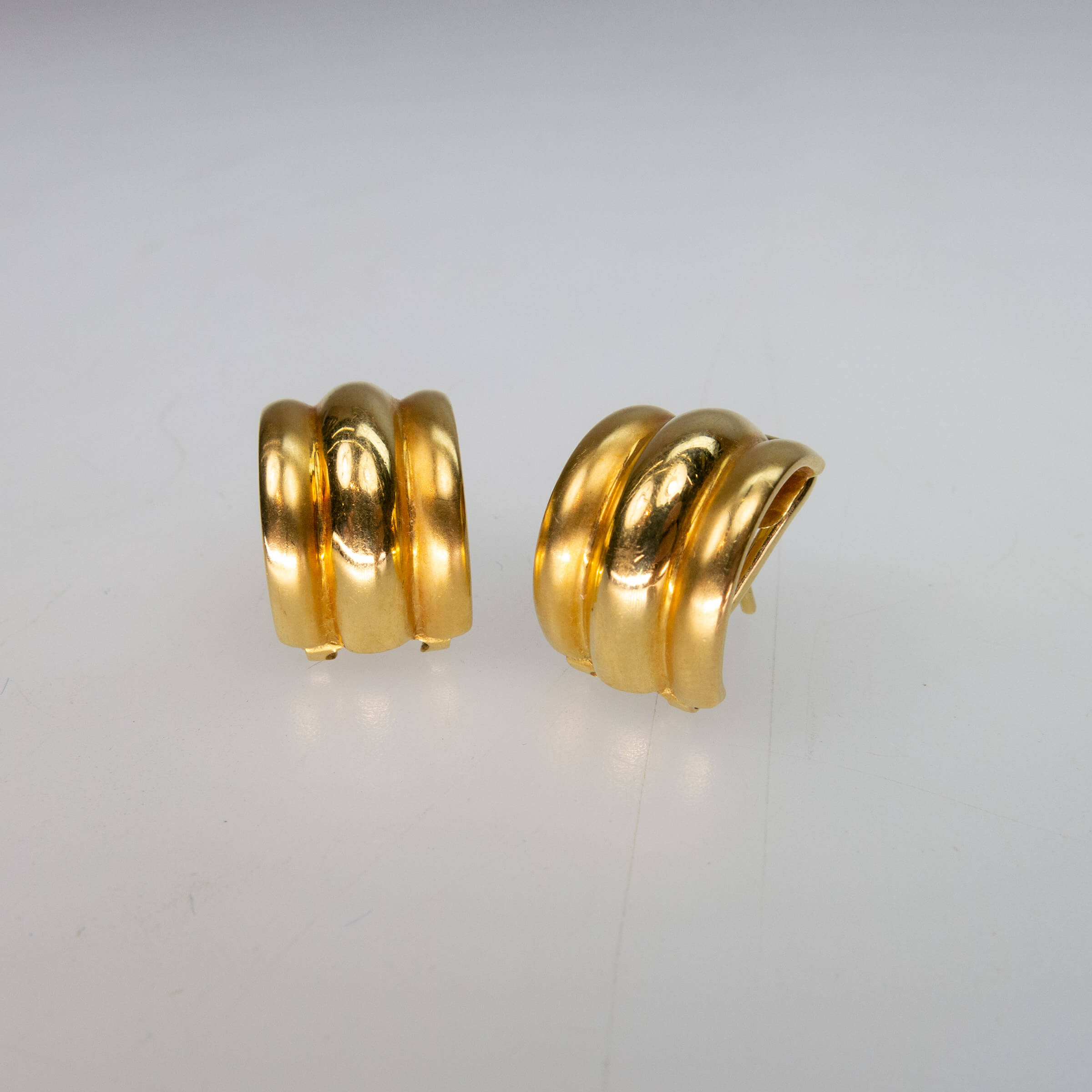 Pair Of 18k Yellow Gold Half Hoop Earrings