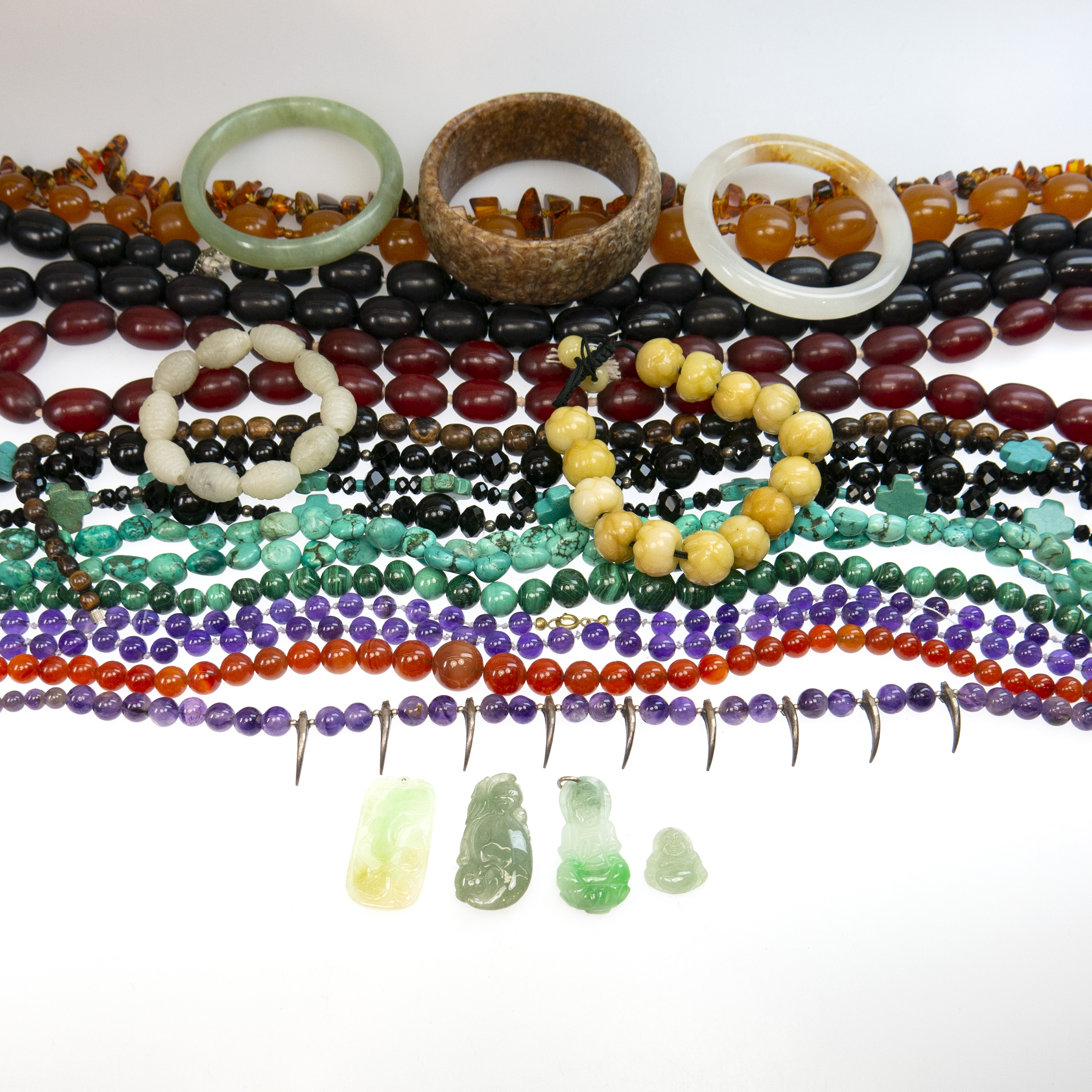 Quantity Of Various Hardstone Bead Necklaces, Bangles And Pendants