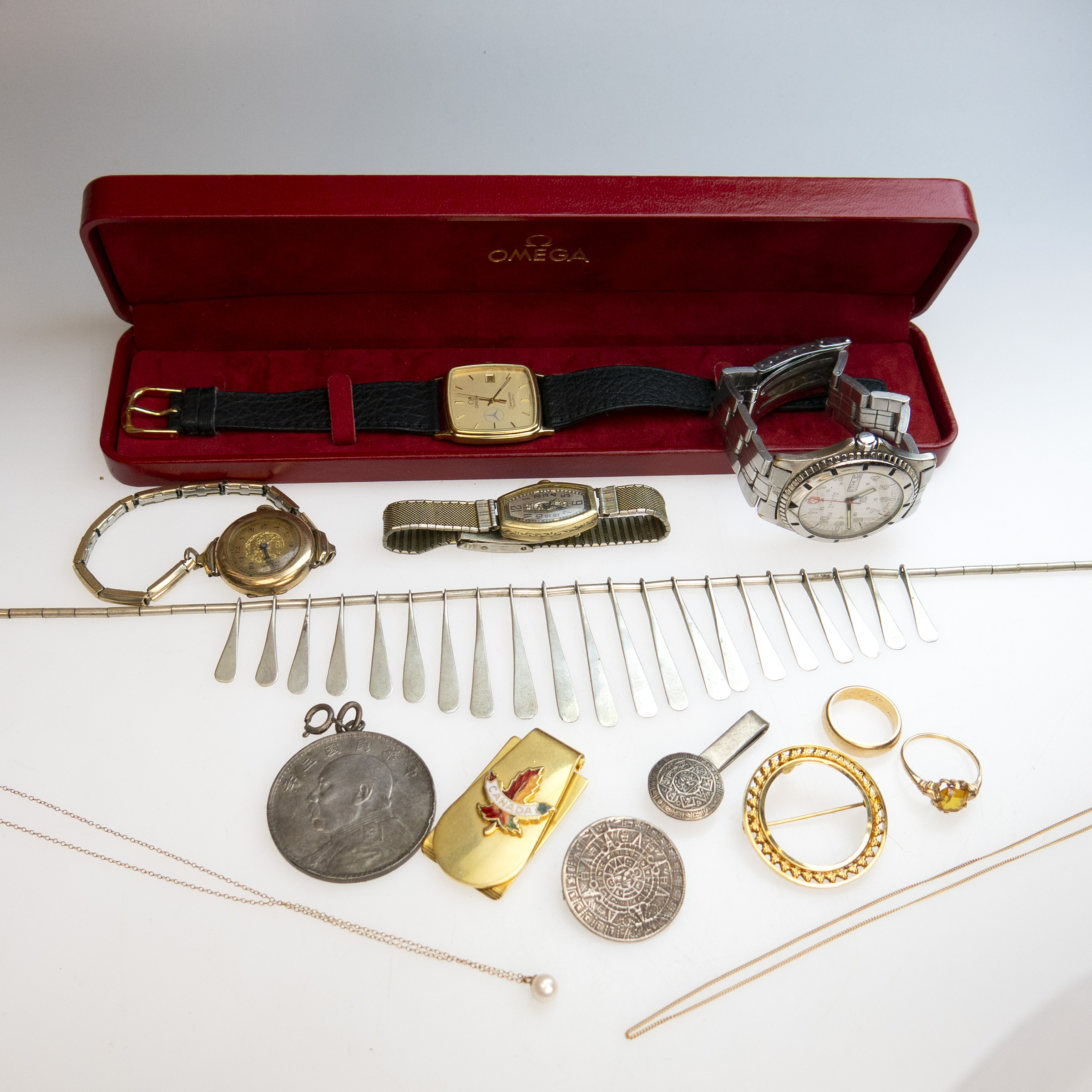 Small Quantity Of Gold, Silver And Costume Jewellery And Watches