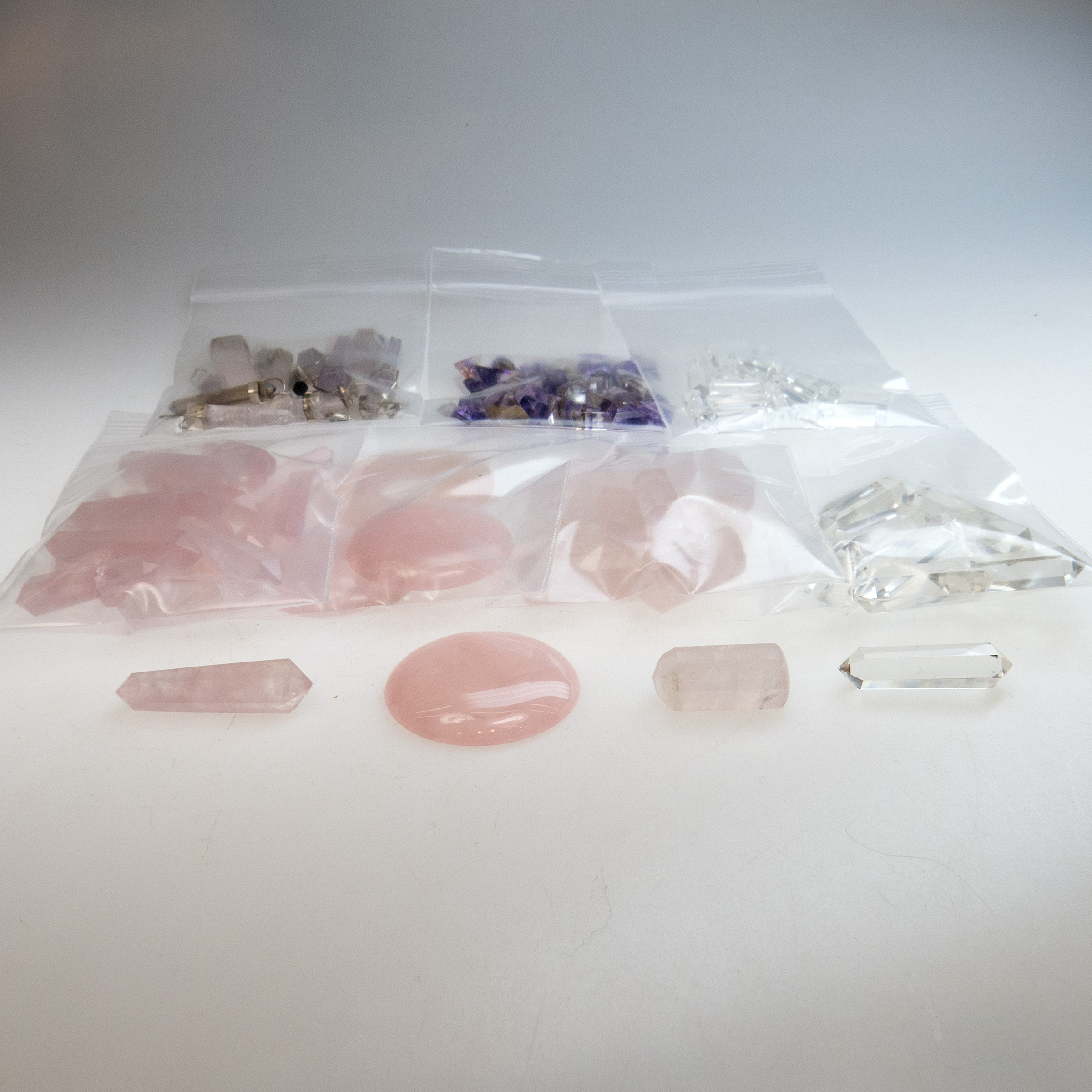 Quantity Of Various Cut Rose Quartz, Rock Crystal, Ametrine, Etc.