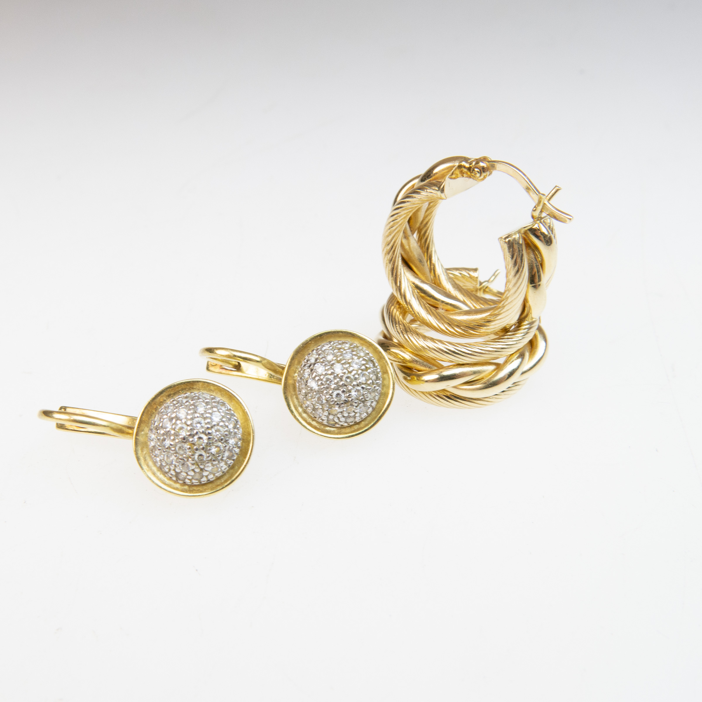Pair Of 18k Yellow Gold Hook-Back Earrings