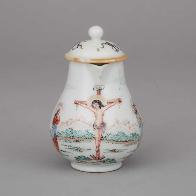 Chinese Export Porcelain ‘Jesuit’ Sparrow Beak Cream Jug with Cover, mid-18th century