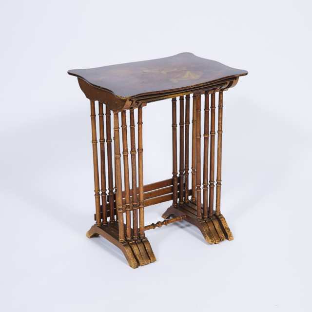 Set of Four Painted and Giltwood Nesting Tables, c.1900