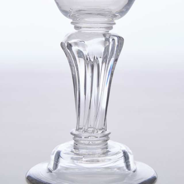English Moulded Pedestal Stemmed Sweetmeat or Champagne Glass, mid-18th century