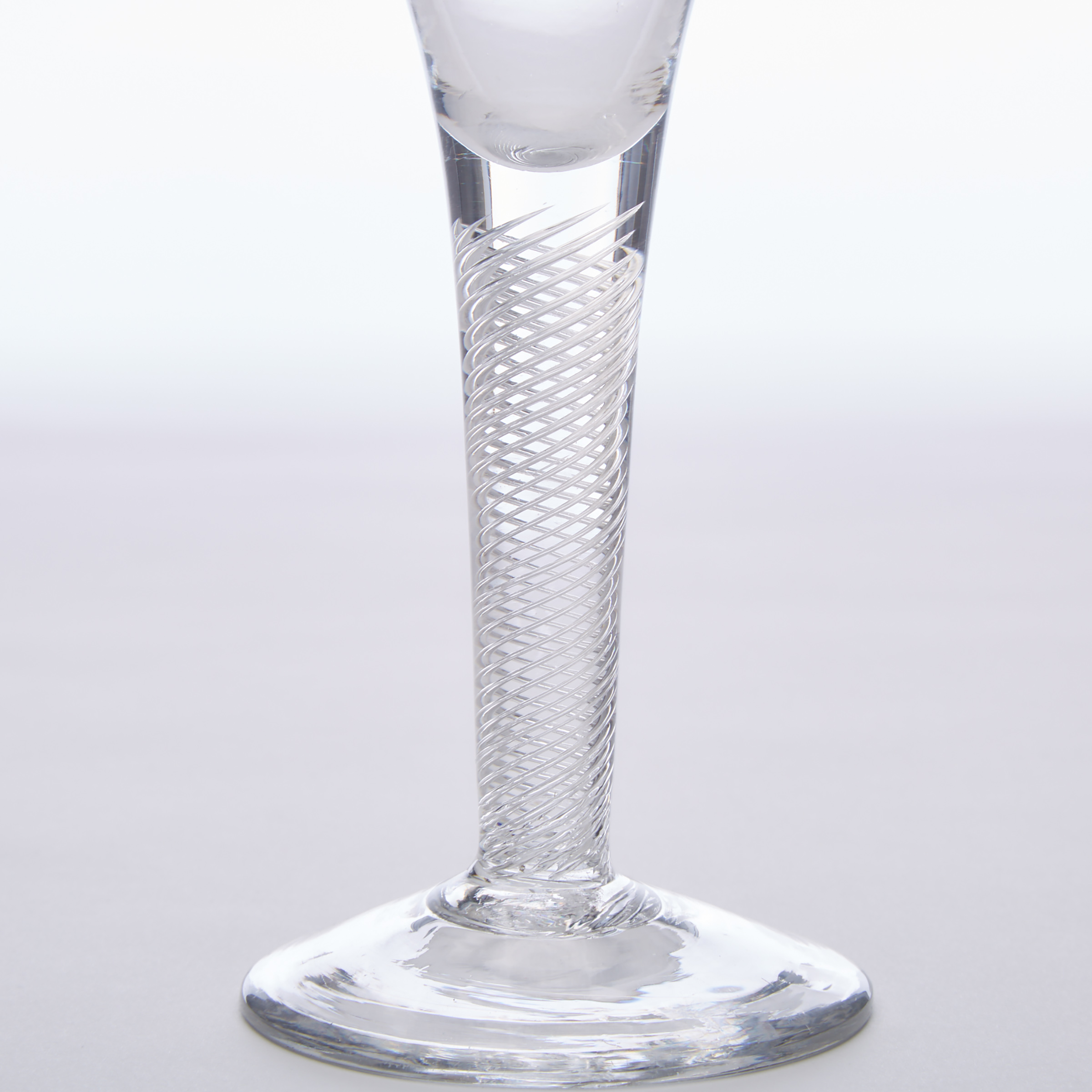 Set of Four English Air Twist Stemmed Wine Glasses, mid-18th century