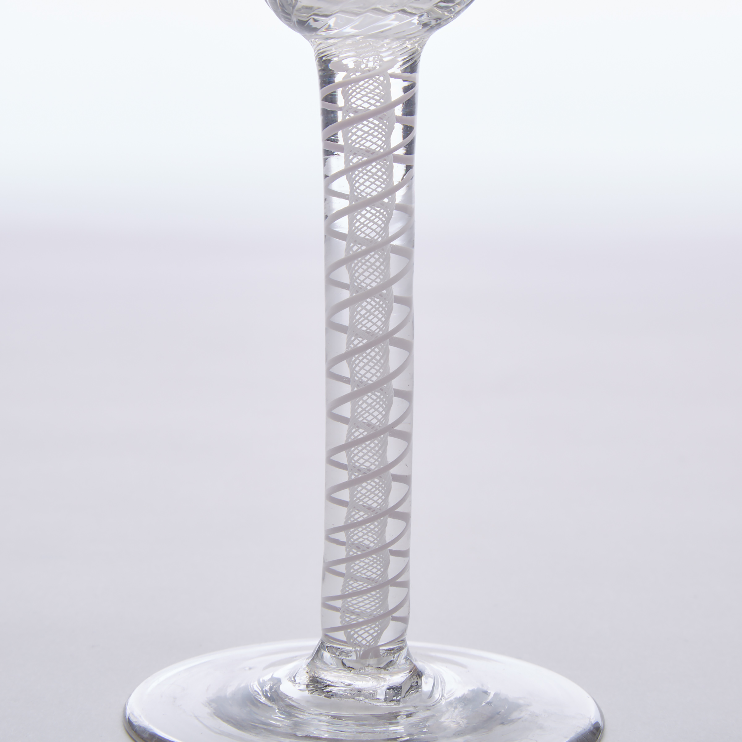 English Engraved Opaque Twist Stemmed Wine Glass, c.1760-80