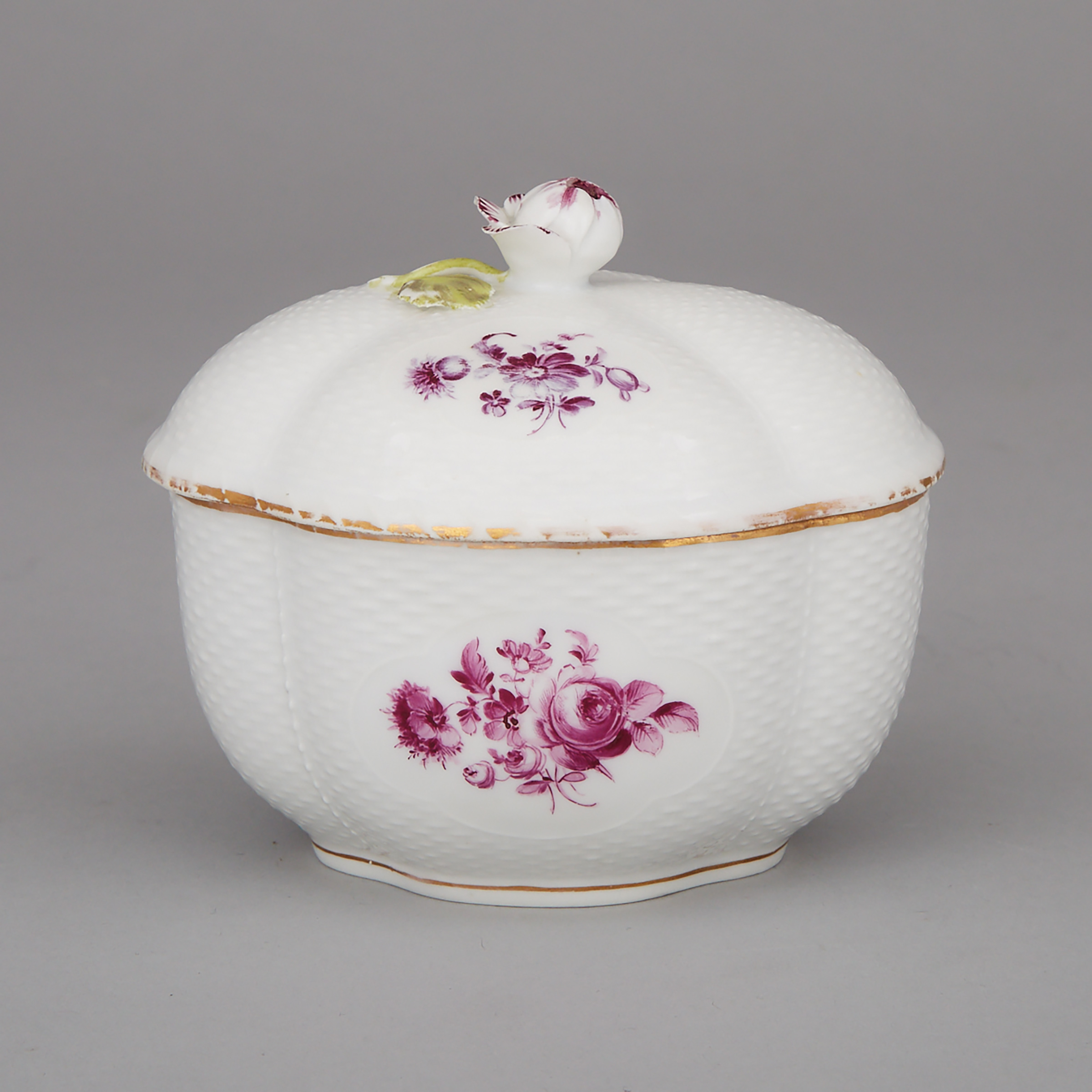 German Porcelain Covered Sugar Bowl, late 18th century