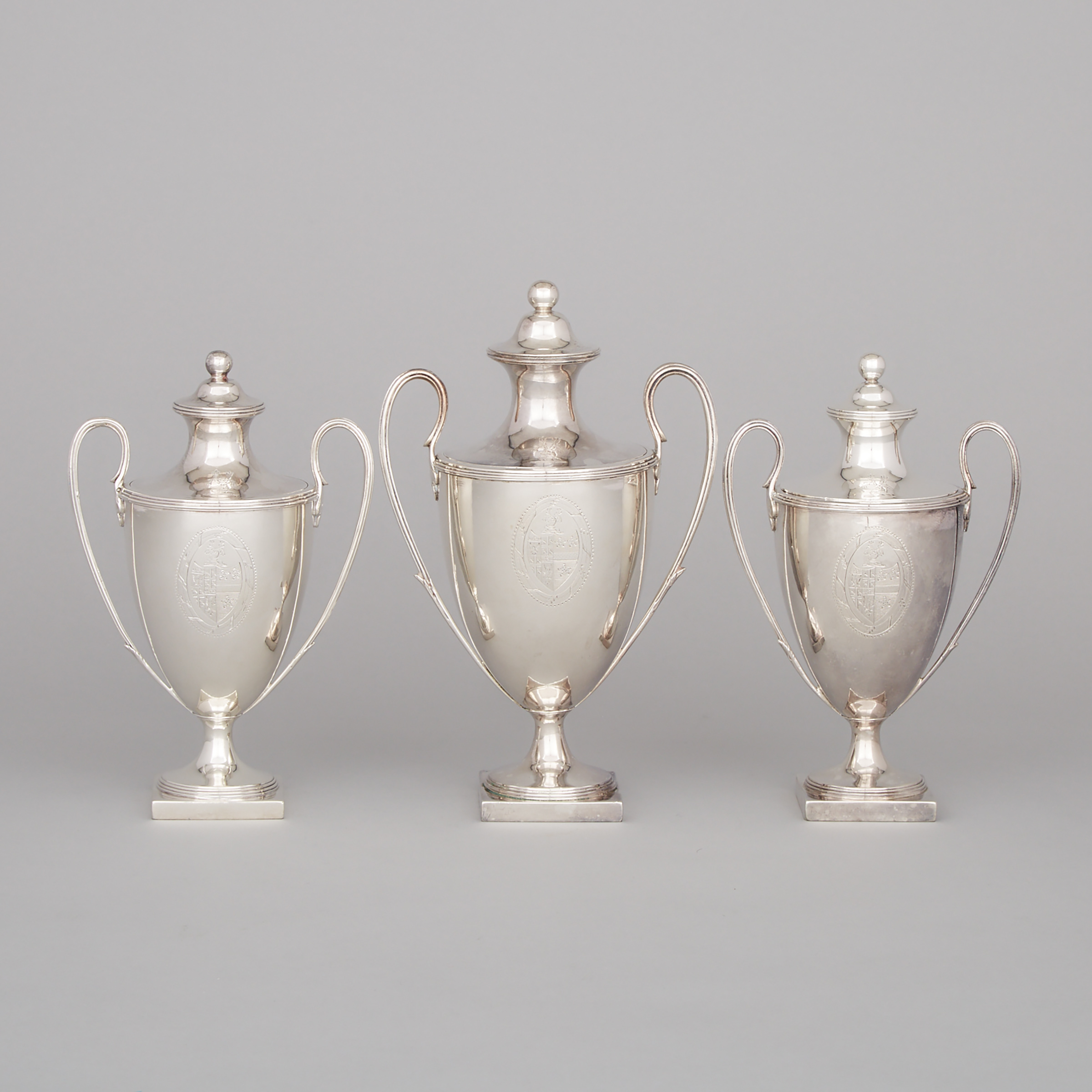 Set of Three George III Silver Sugar Vases and Covers, Robert Hennell I, London, 1785