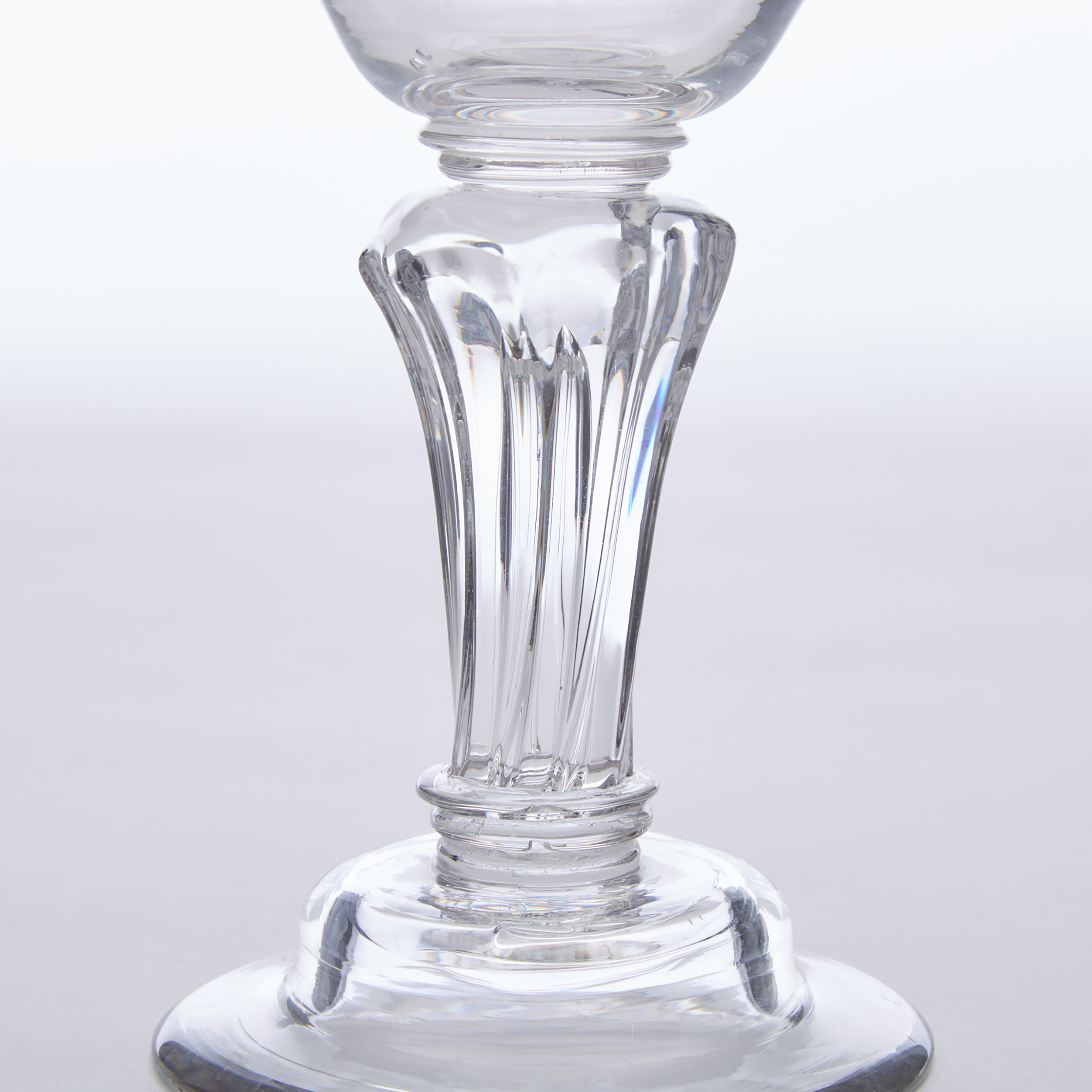 English Moulded Pedestal Stemmed Sweetmeat or Champagne Glass, mid-18th century