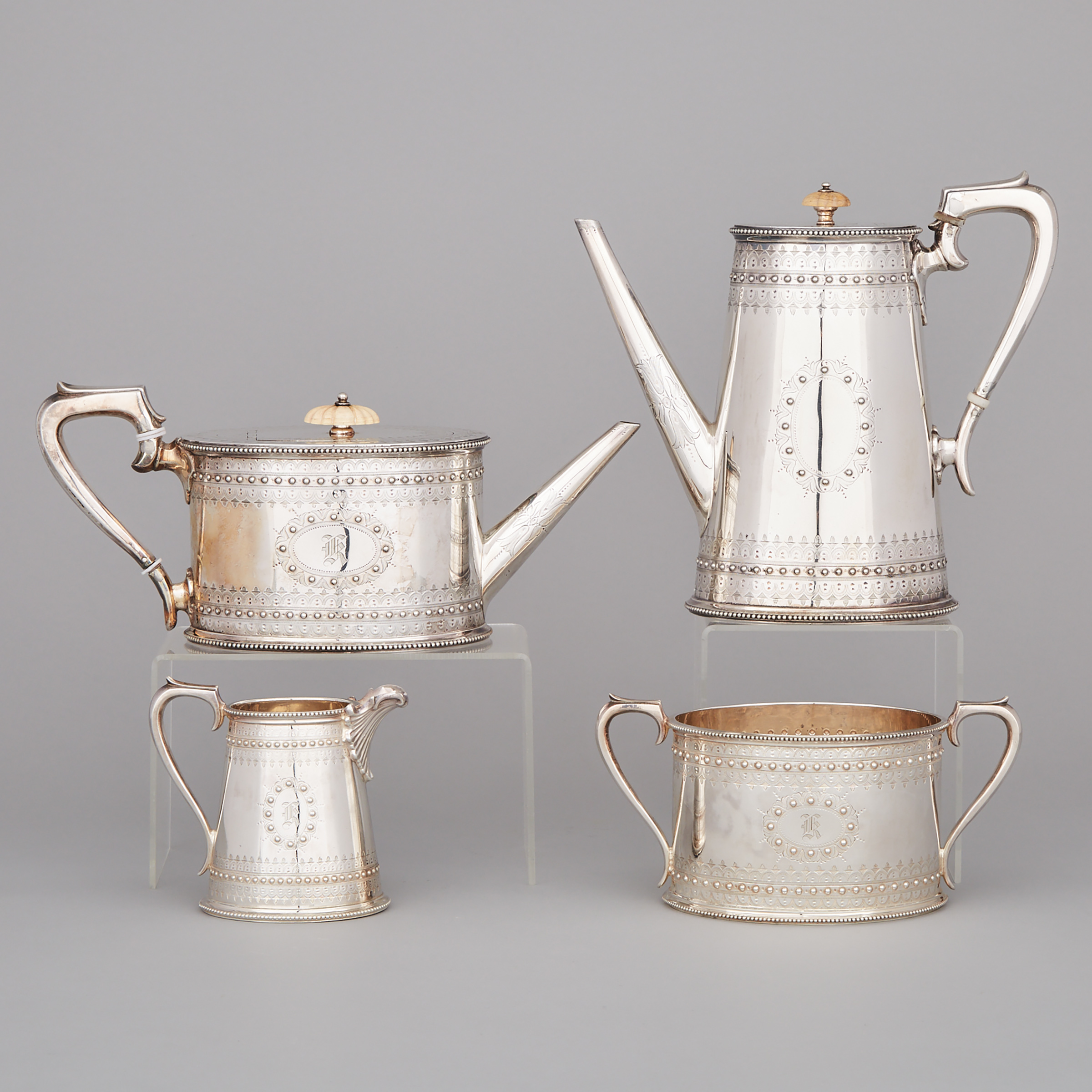 Victorian Silver Tea and Coffee Service, Joseph & Edward Bradbury, London, 1868