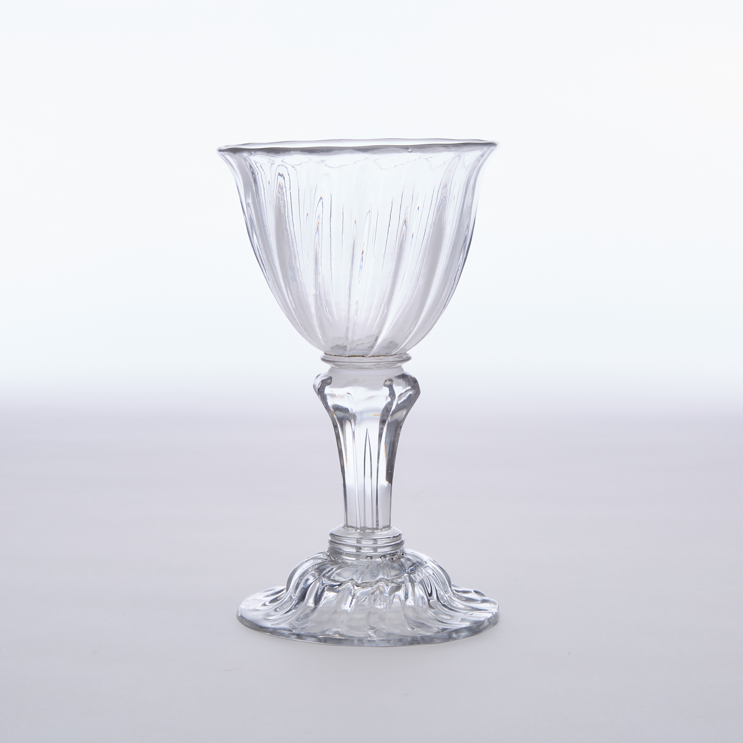 English Moulded Pedestal Stemmed Sweetmeat Glass, mid-18th century