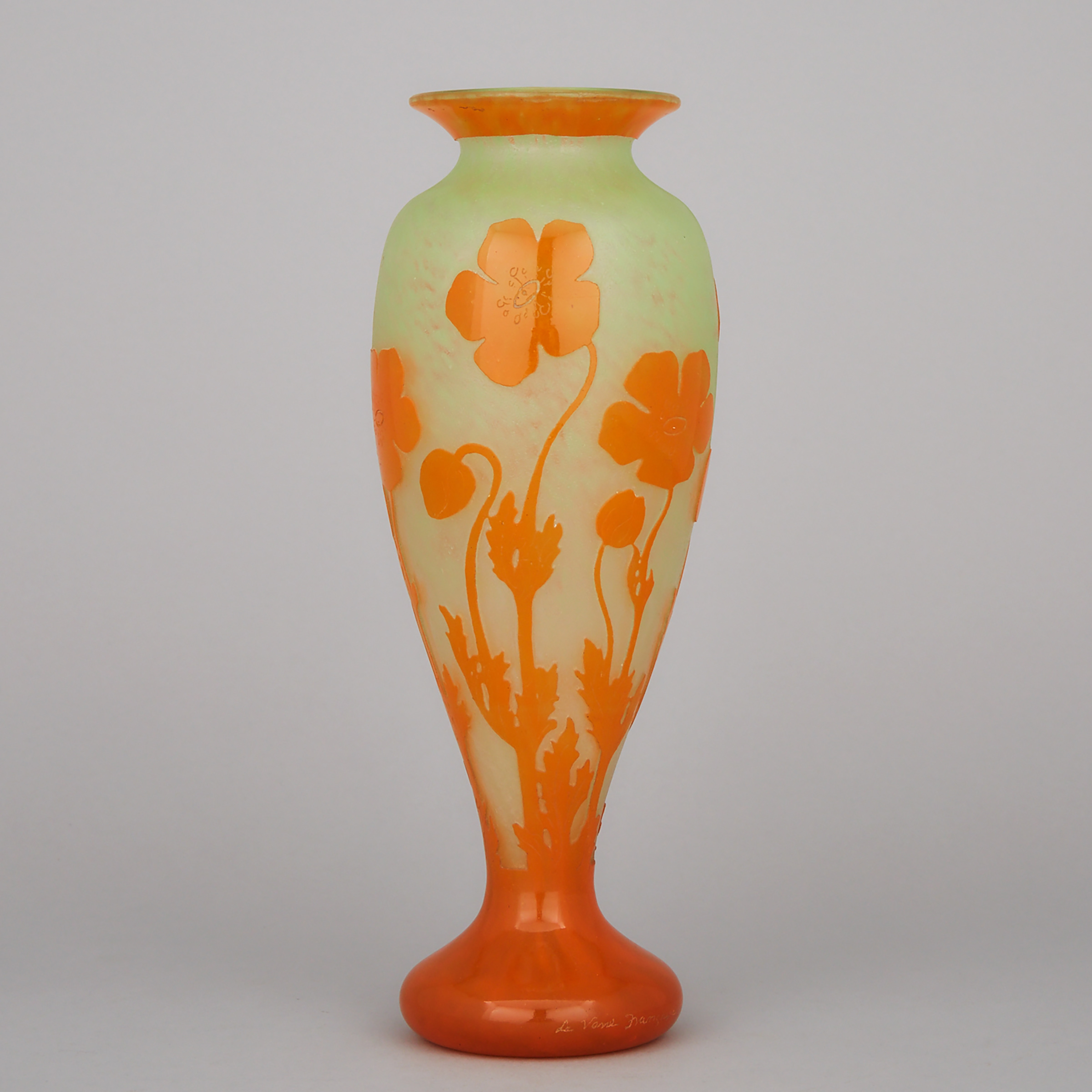 Le Verre Français Cameo Glass Poppies Vase, c.1925