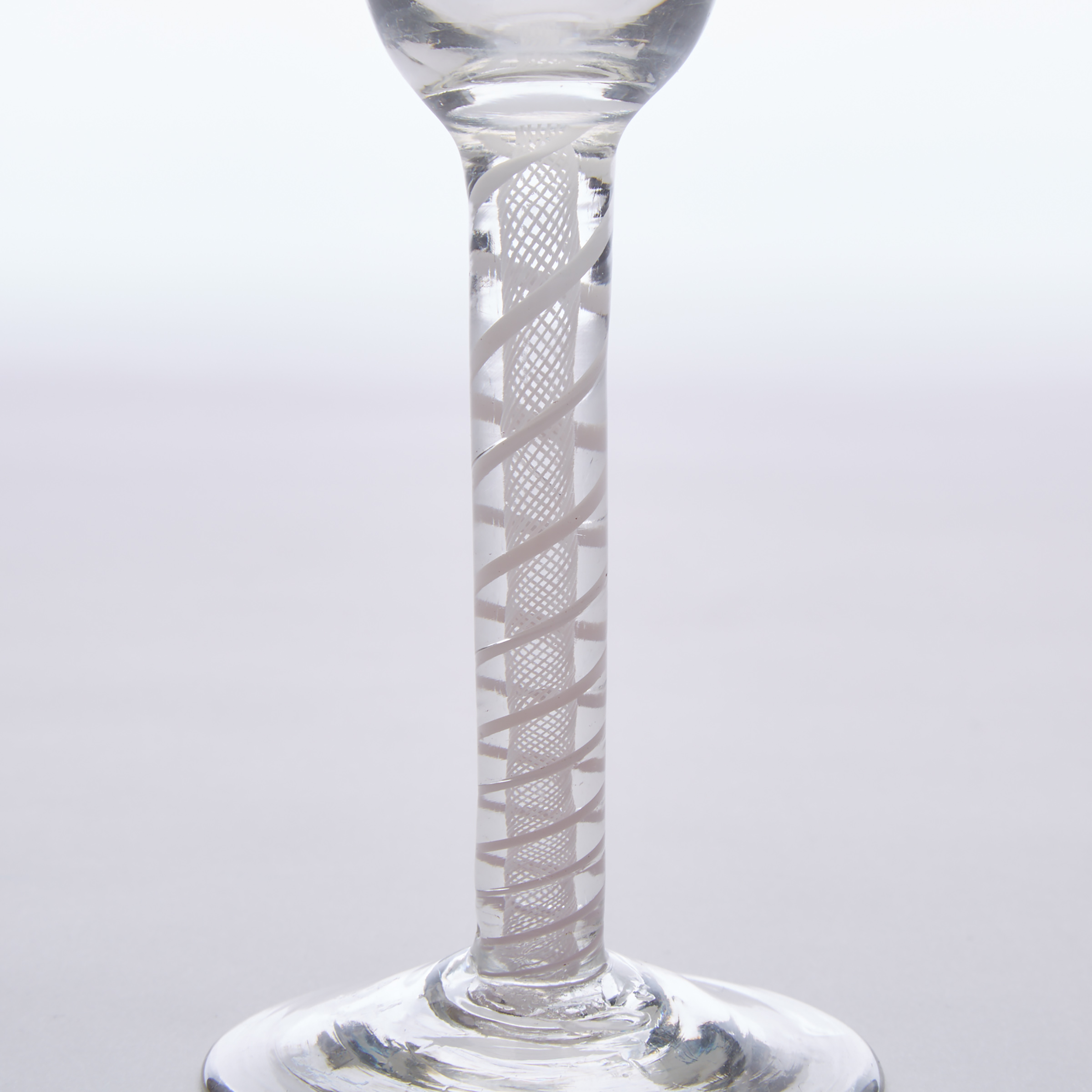 English Engraved Opaque Twist Stemmed Wine Glass, c.1760-80