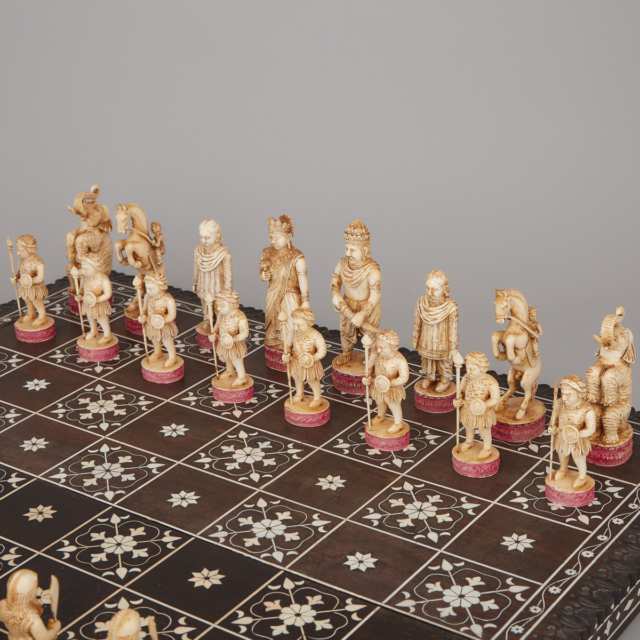 North Indian Ivory Chess Set, early-mid 20th century