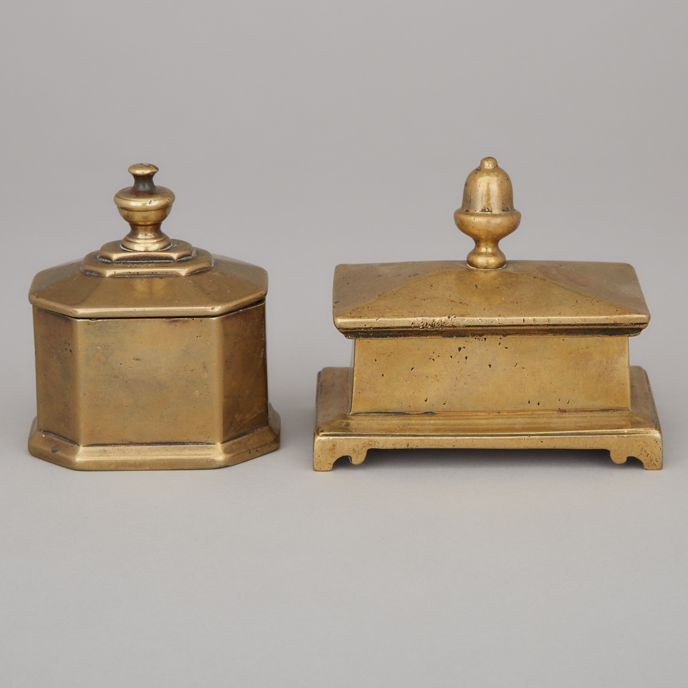 Two Dutch Brass Tobacco Boxes, mid 18th century