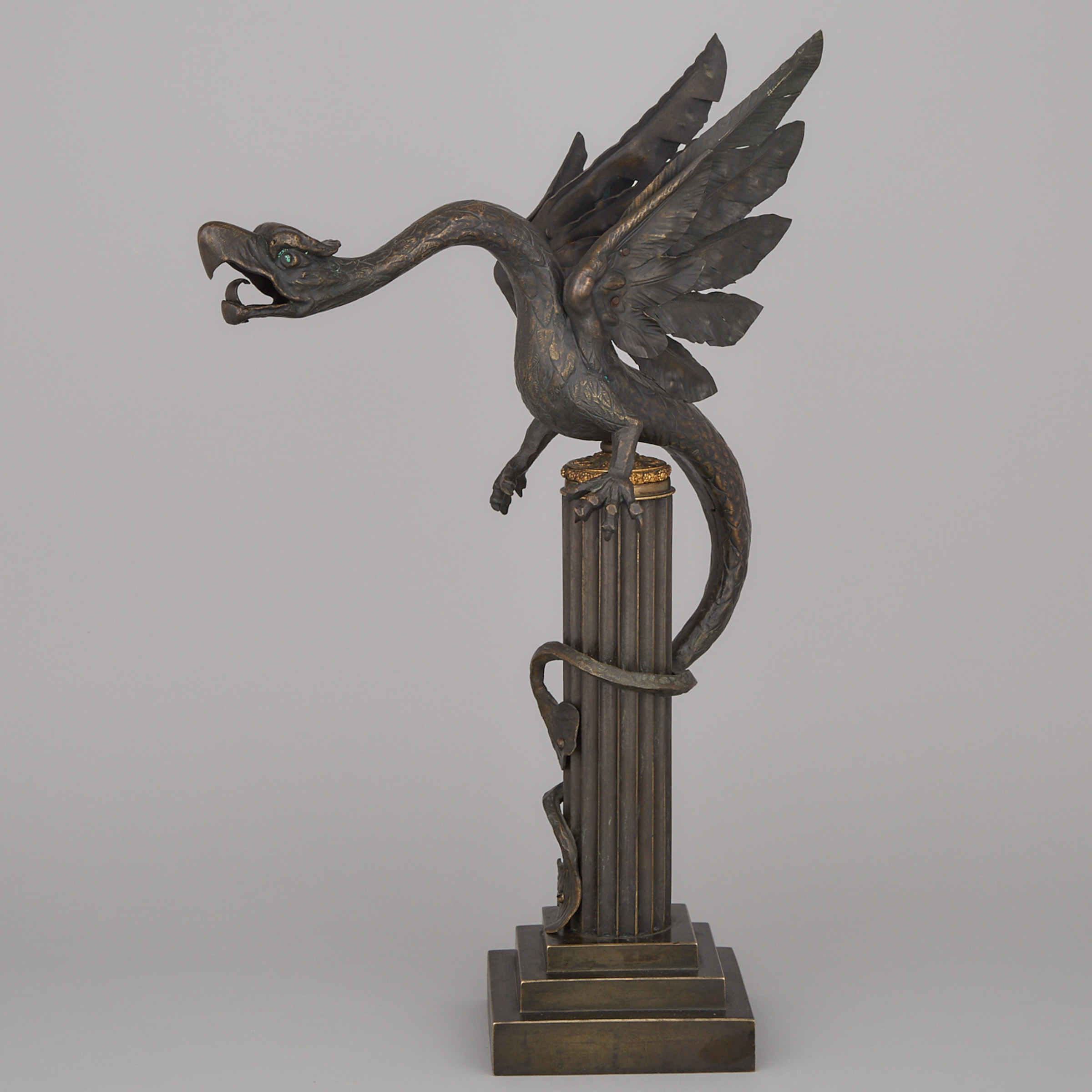 French Patinated Bronze Model of a Gryphon, c.1900