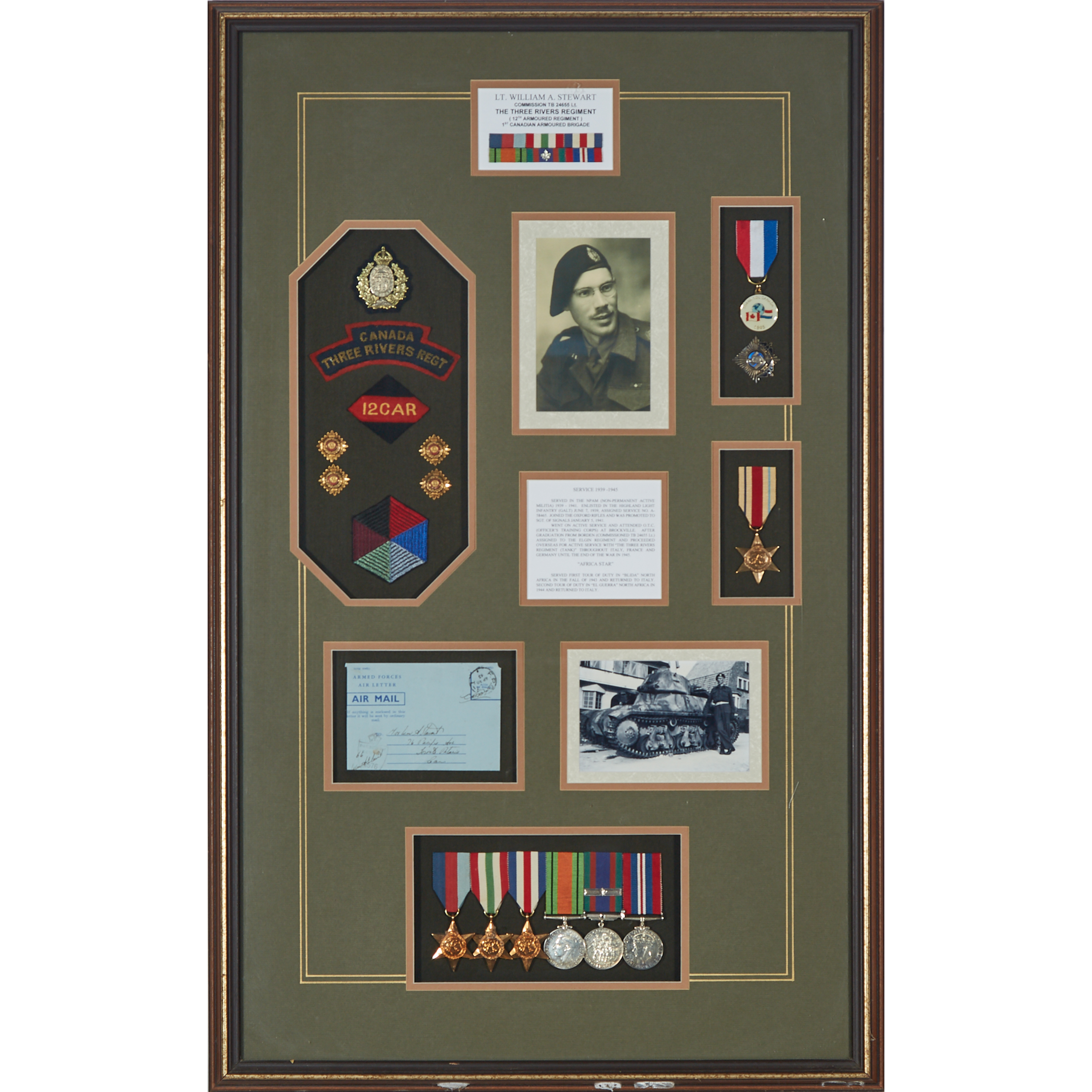 Lt. William A. Stewart, Three Rivers Regiment, WWII Medal Group and Archive, 1943-45