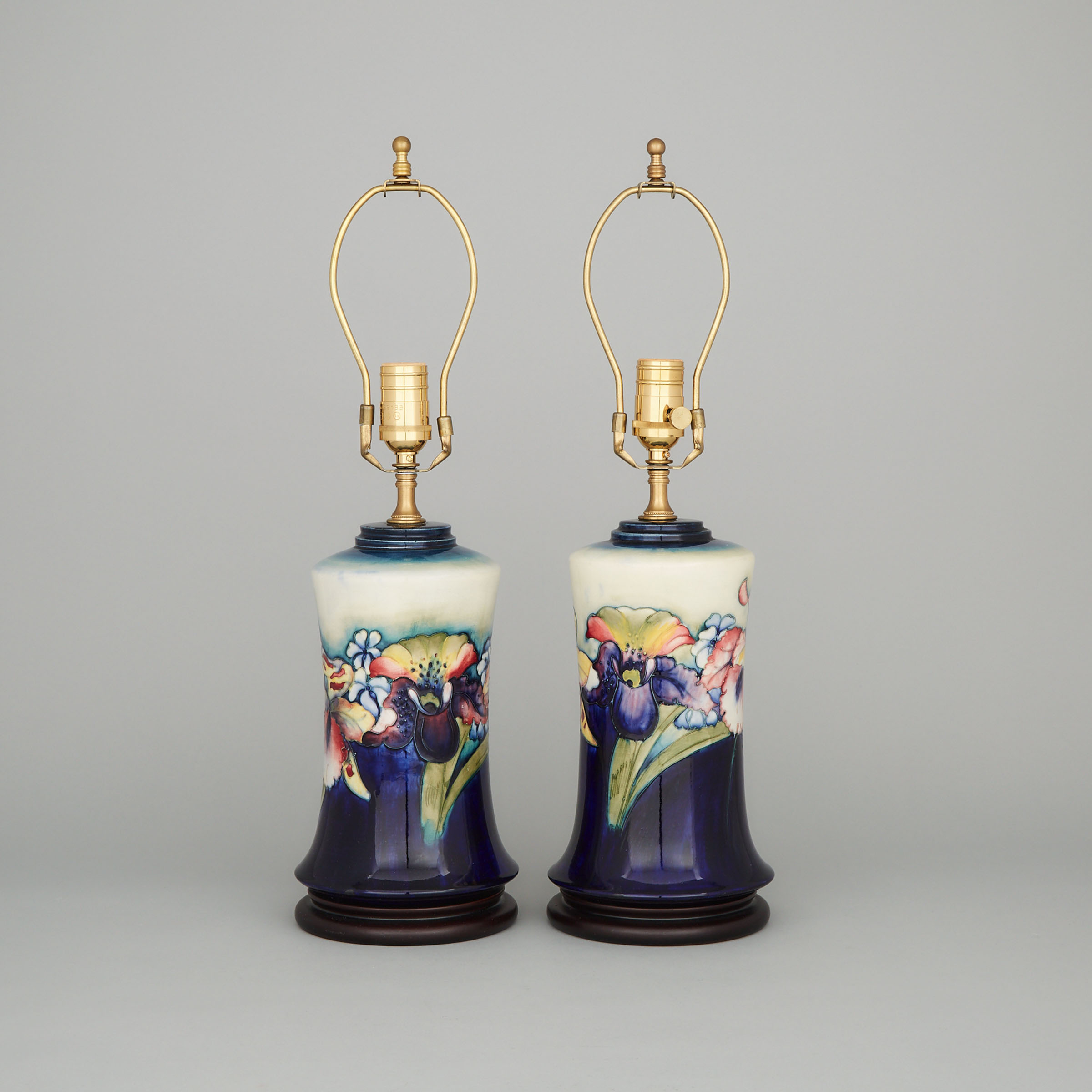 Pair of Moorcroft Orchids Table Lamps, c.1945-49