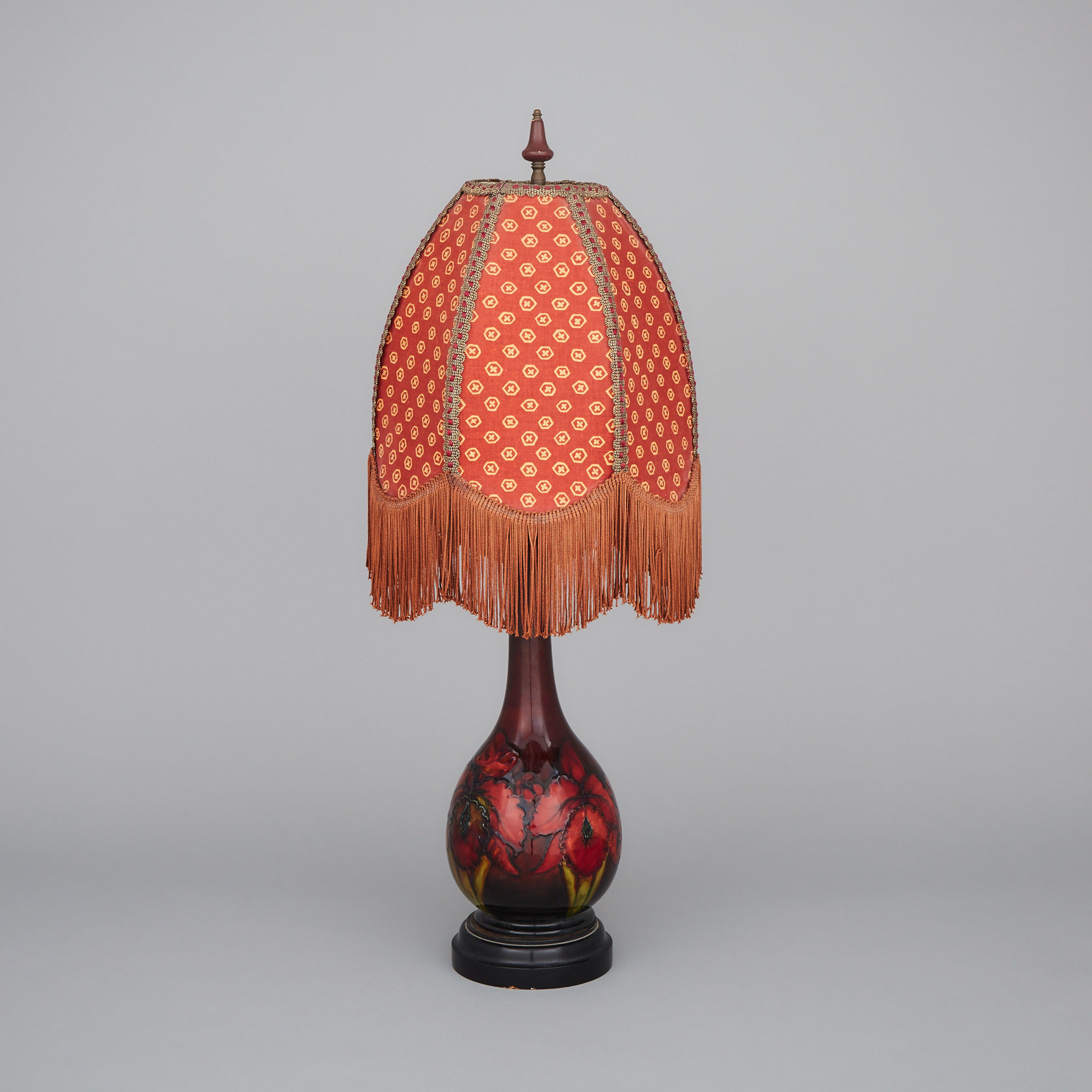 Moorcroft Flambé Orchids Table Lamp, c.1945-49